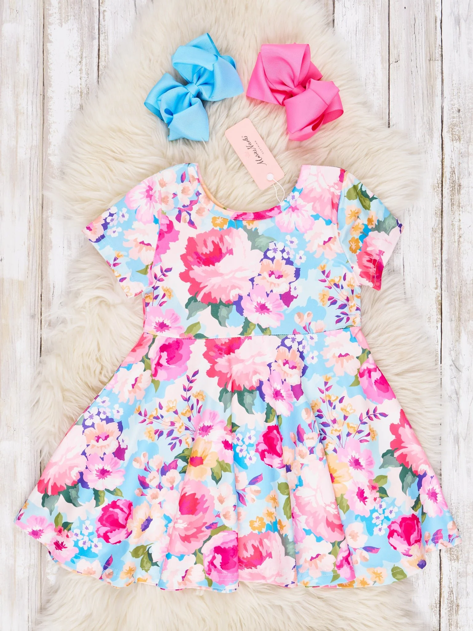 Vibrant Watercolor Rose Swing Dress