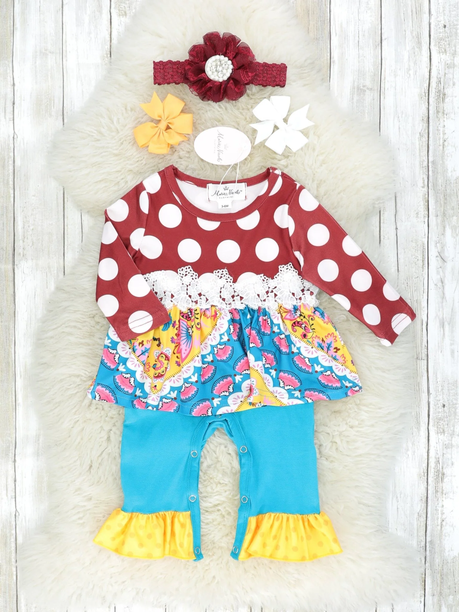 Vintage Floral & Doily Lace Ruffle Romper