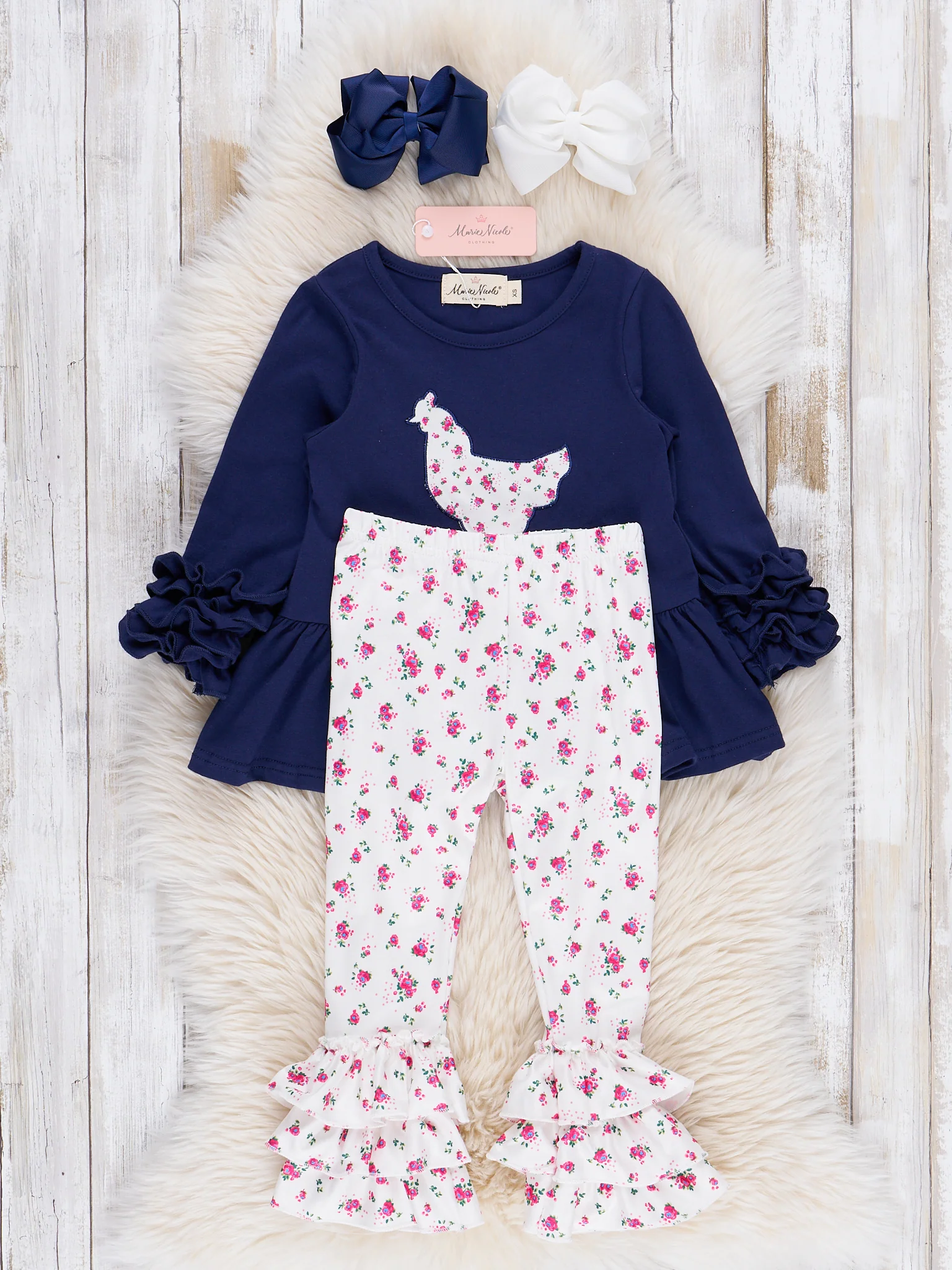Vintage Floral Chicken Ruffle Outfit - Image 2