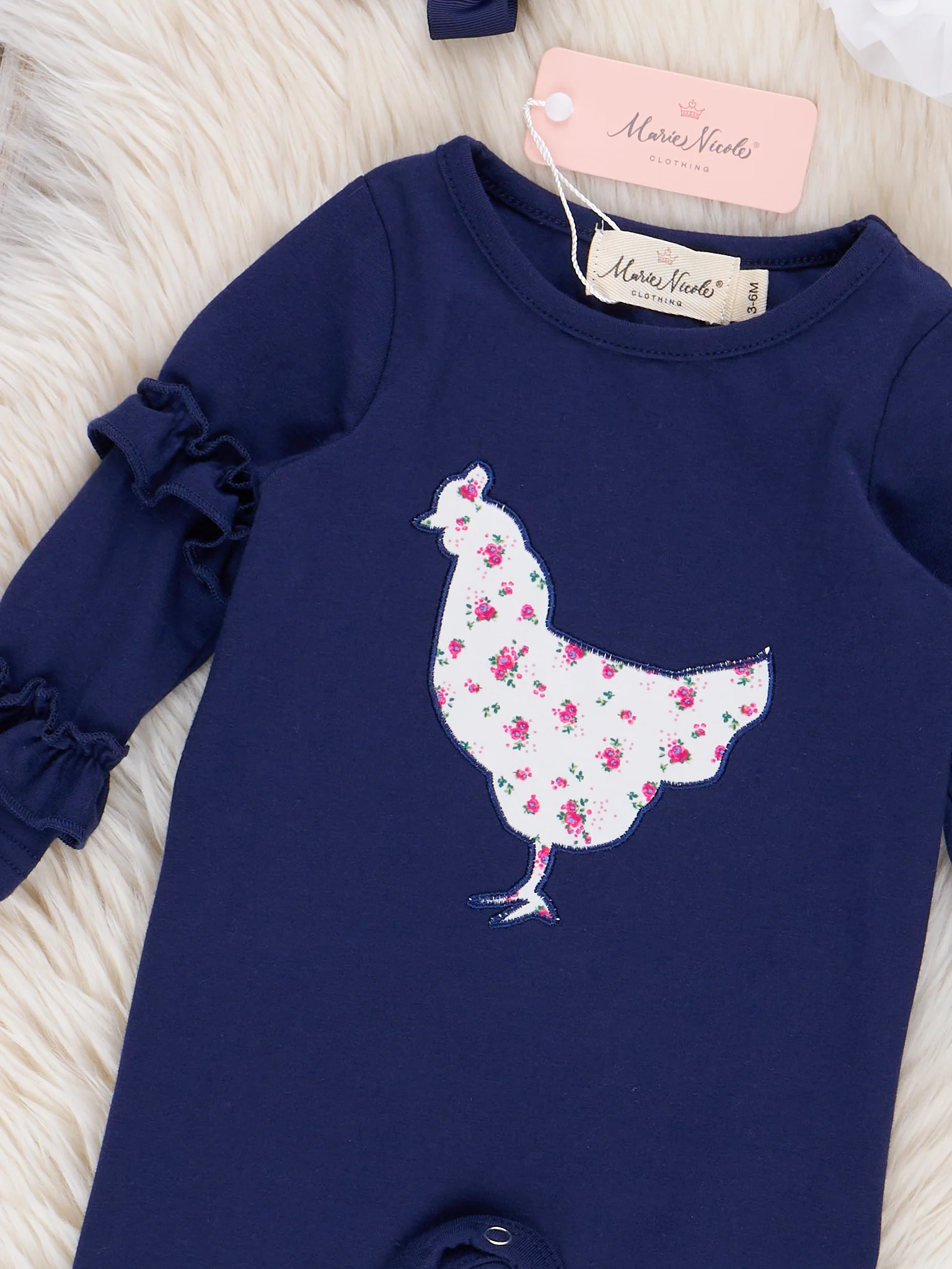 Vintage Floral Chicken Ruffle Romper - Image 2