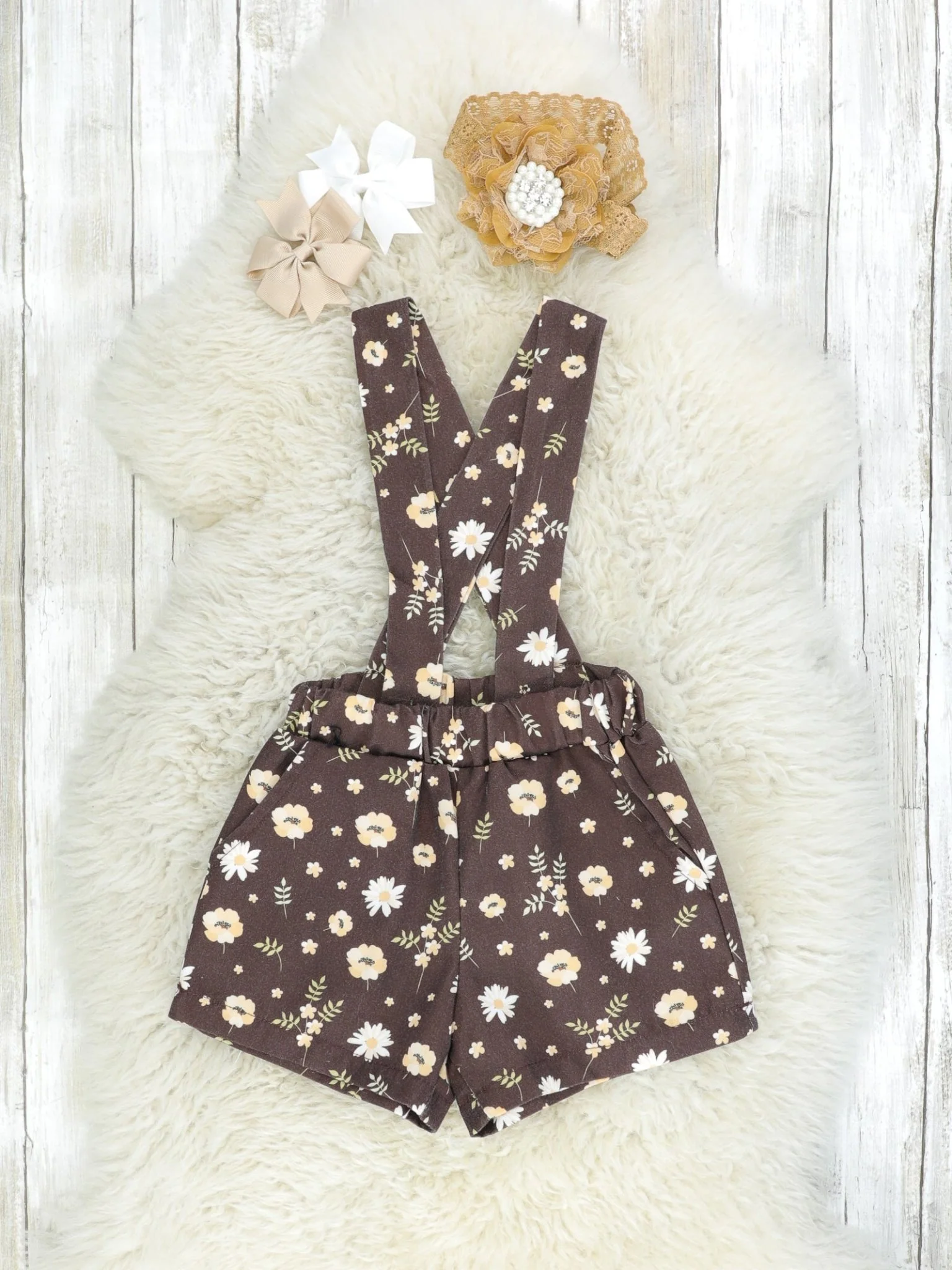 Vintage Floral Suspender Short Set - Image 2