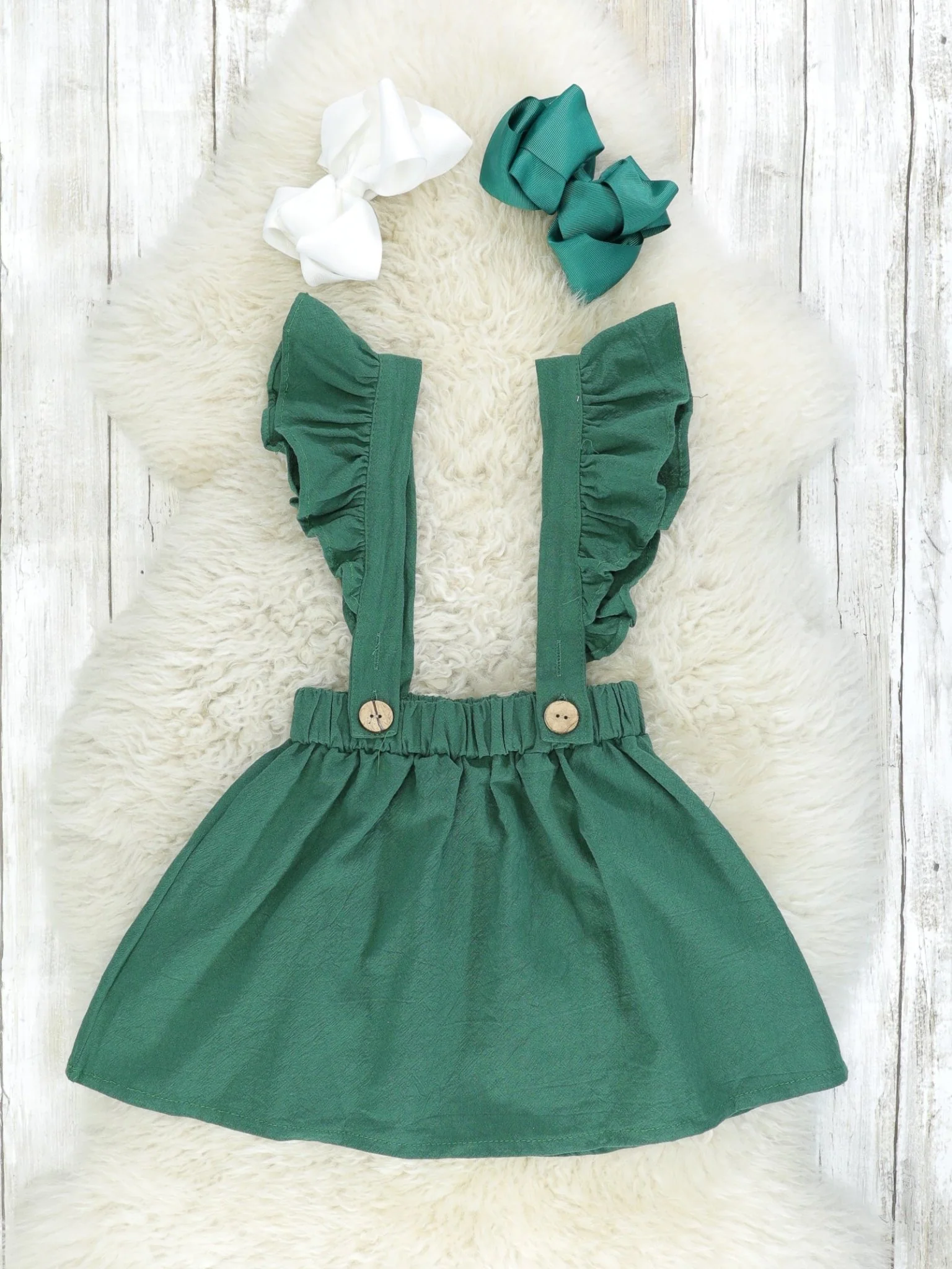 Vintage Green Suspender Skirt Set - Image 3