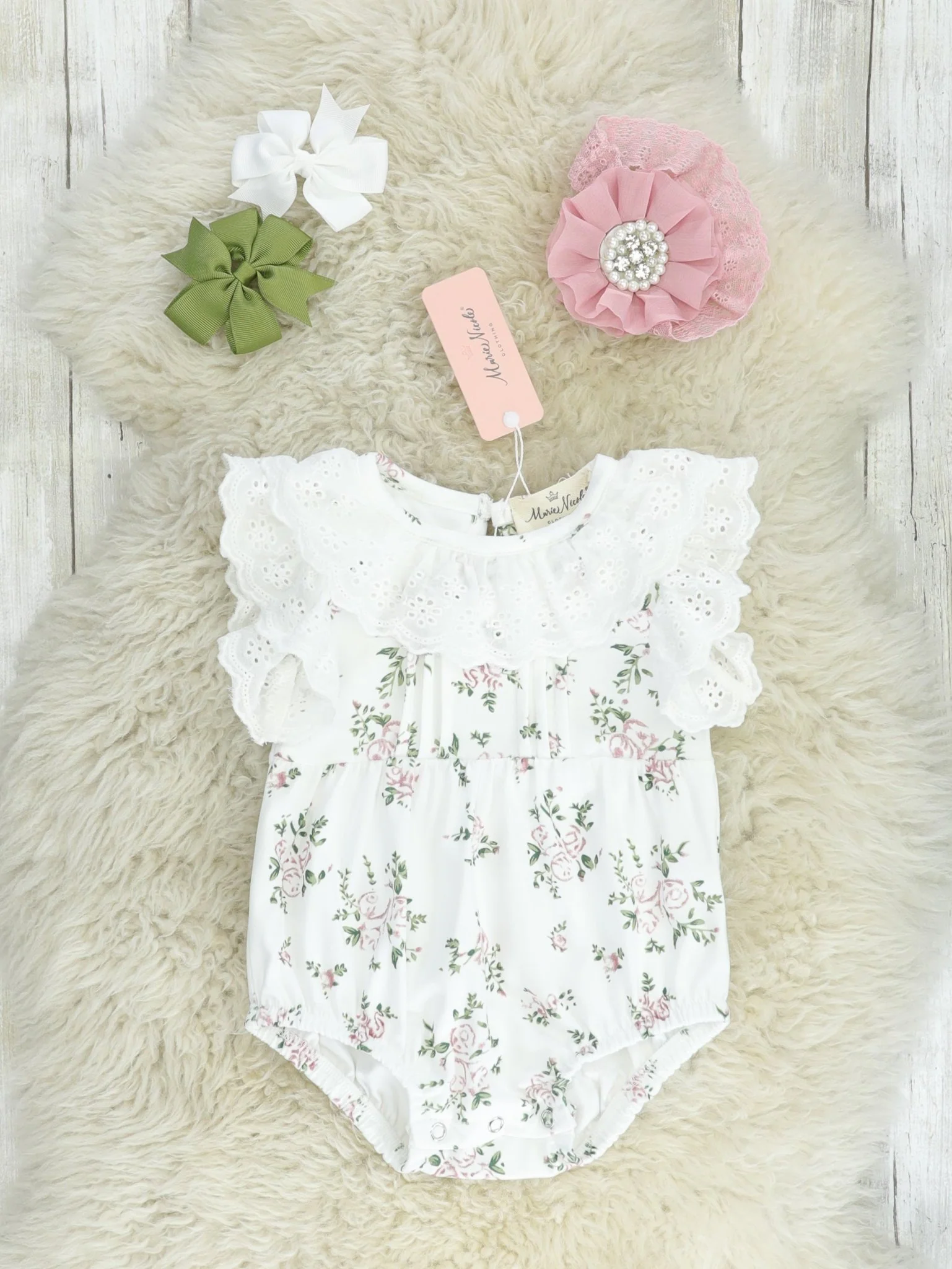 Vintage Pink Floral Bubble Romper