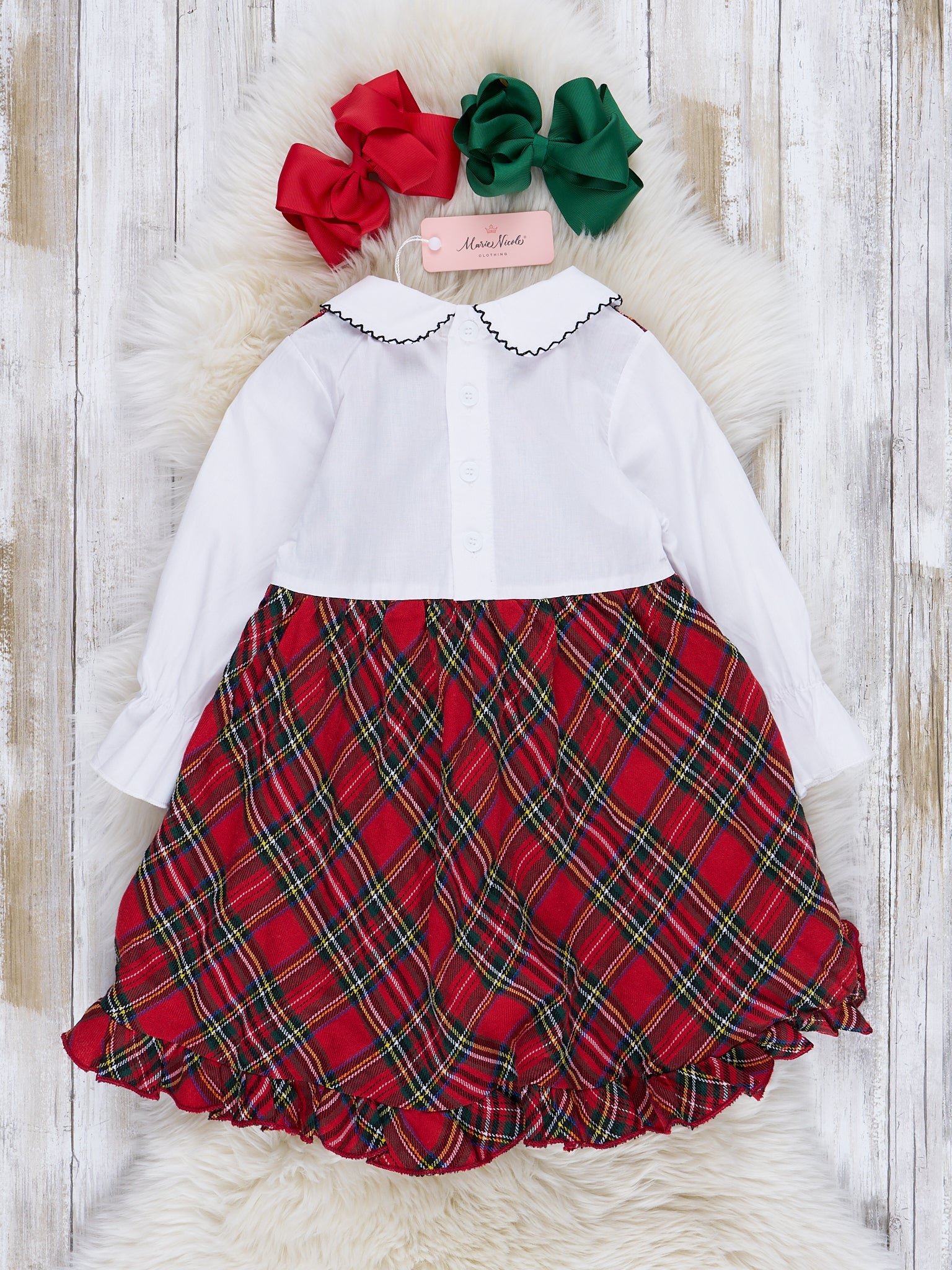 Vintage Red Christmas Plaid Ruffle Dress - Image 2