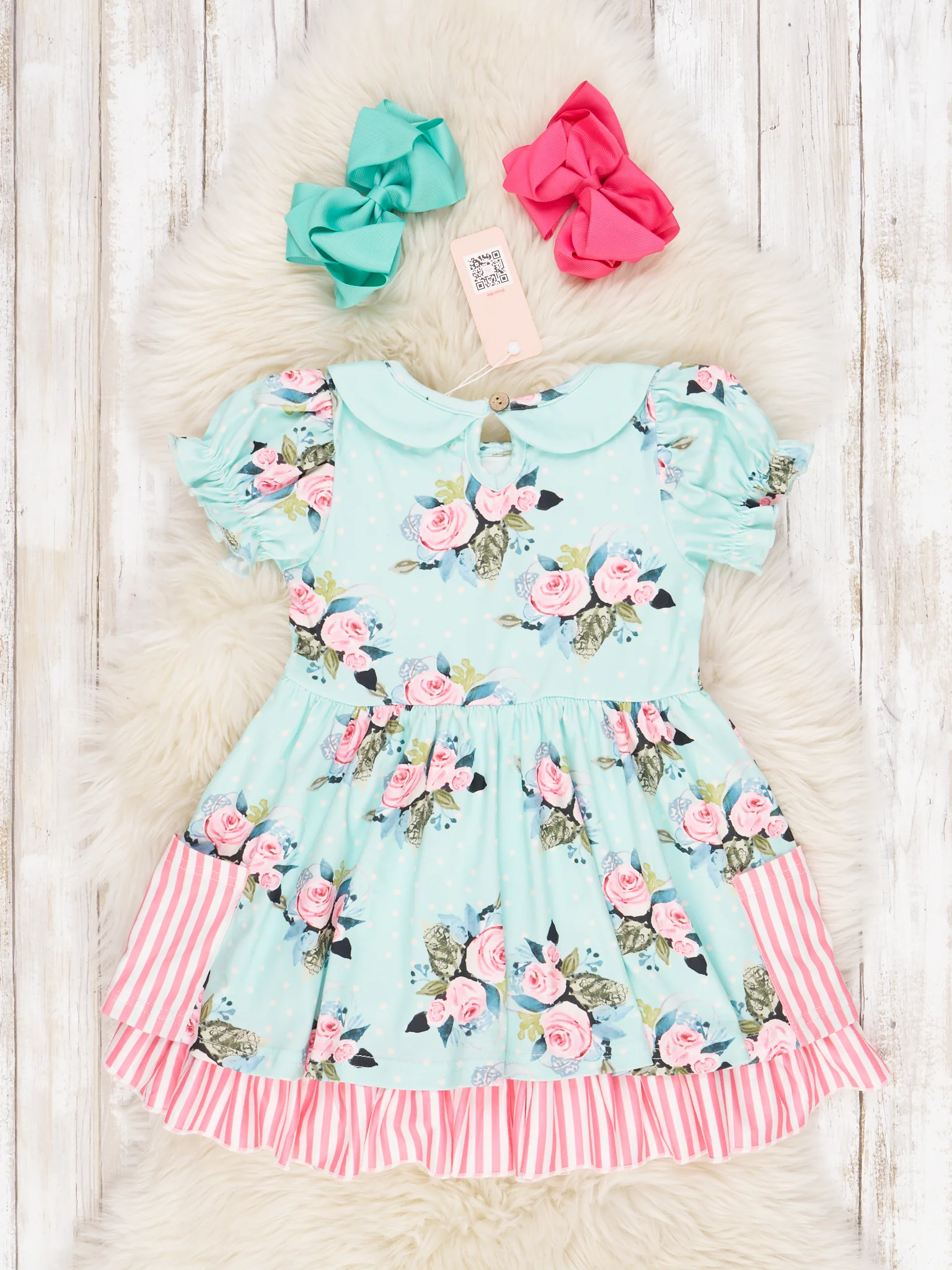 Vintage Rose Ruffle Pocket Dress - Image 2
