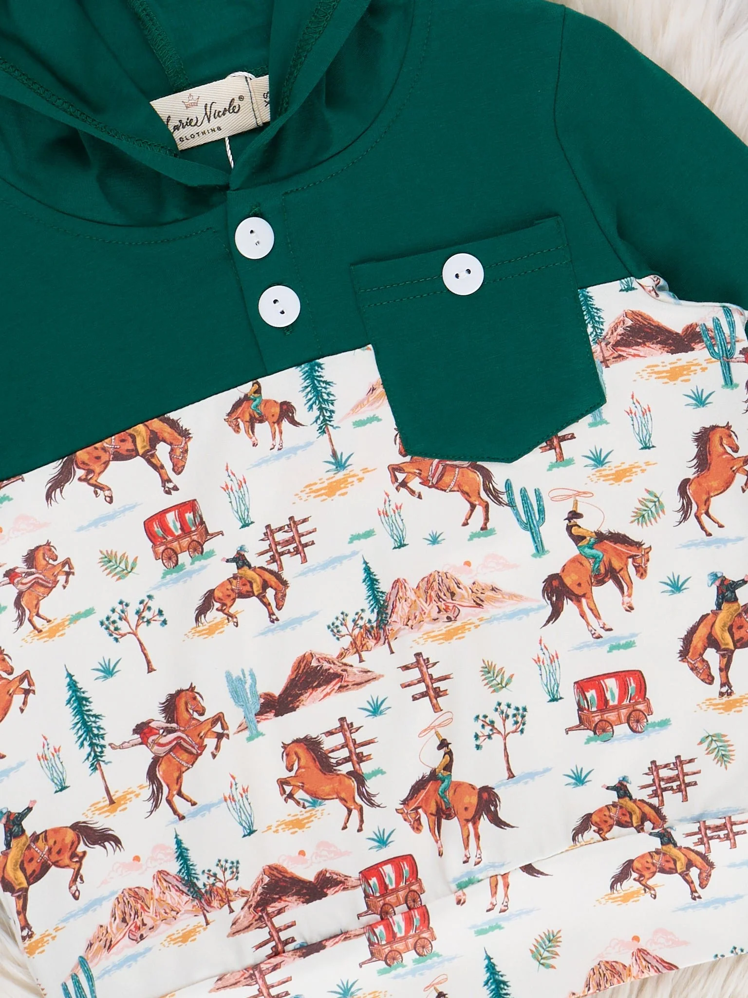 Vintage Wild West Hooded Shirt - Image 2