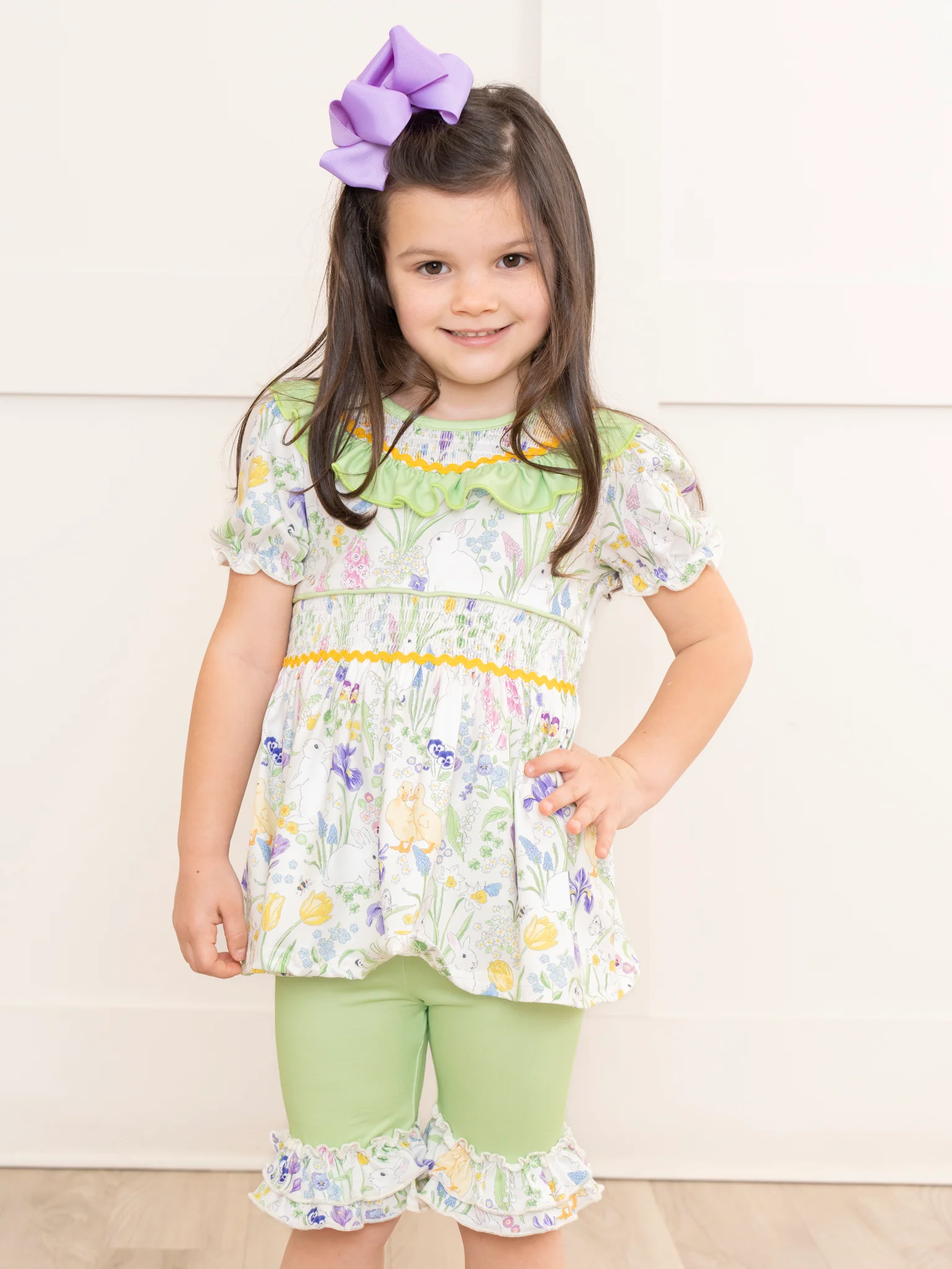 Violet & Lime Smocked Floral Outfit