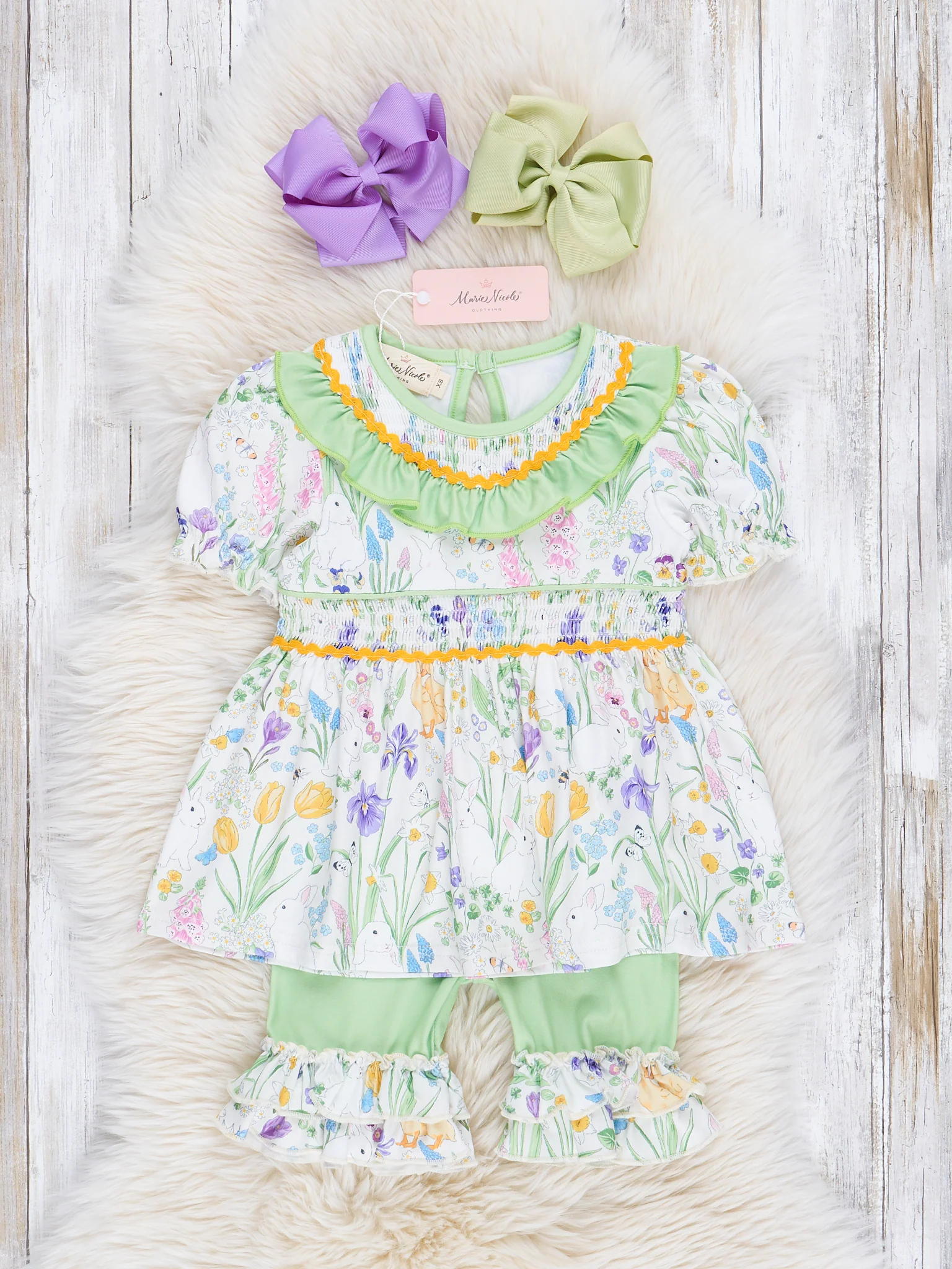 Violet & Lime Smocked Floral Outfit - Image 2