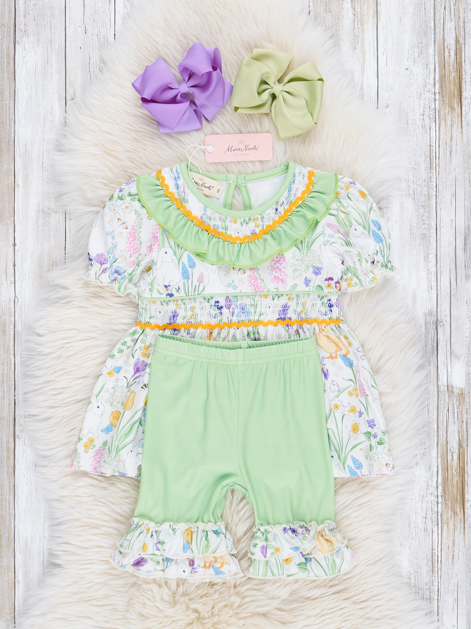 Violet & Lime Smocked Floral Outfit - Image 3