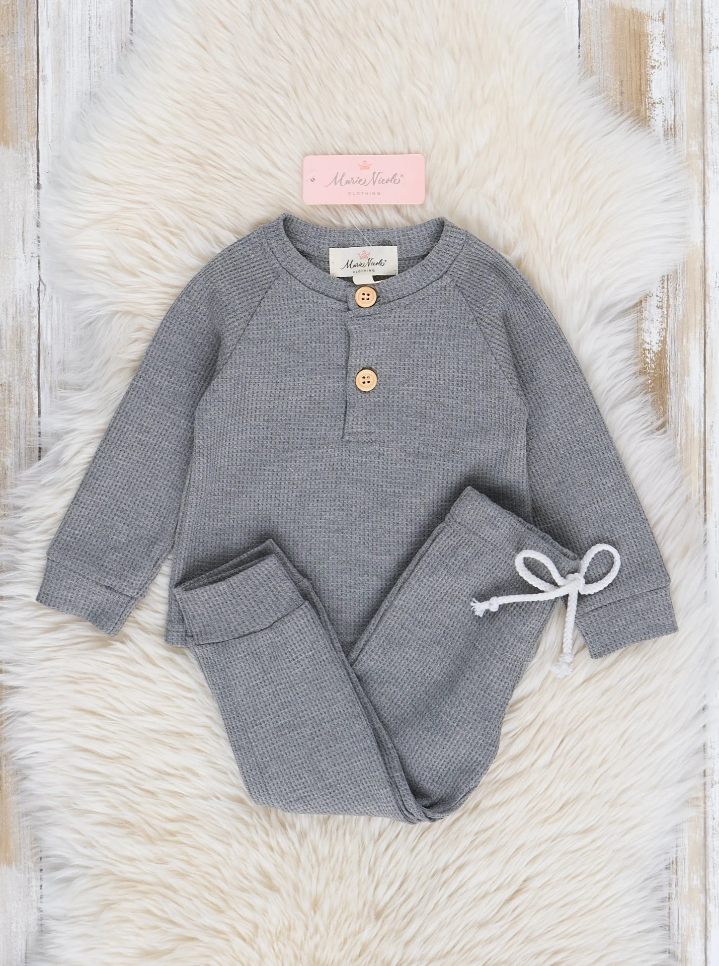 Waffle Knit Henley & Joggers Set - Image 4