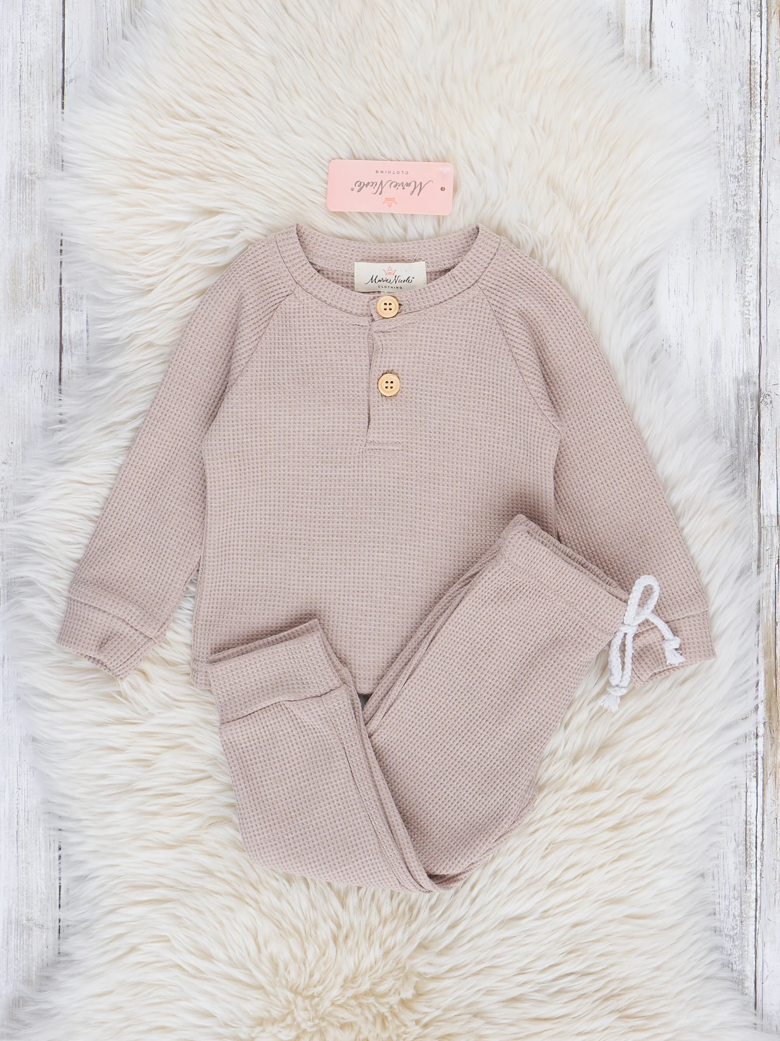 Waffle Knit Henley & Joggers Set - Image 5