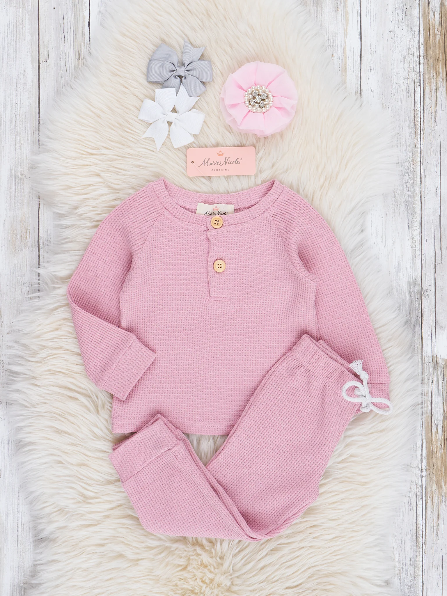 Waffle Knit Henley & Joggers Set - Image 6