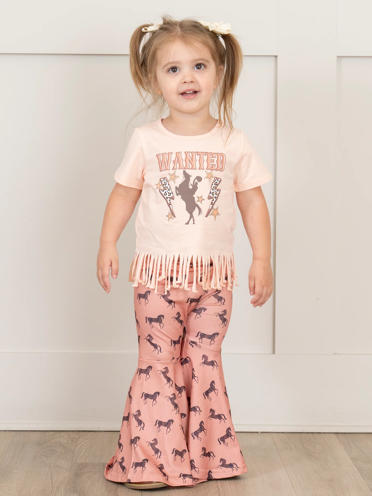 "Wanted" Fringe Top & Horse Bell Bottoms Outfit