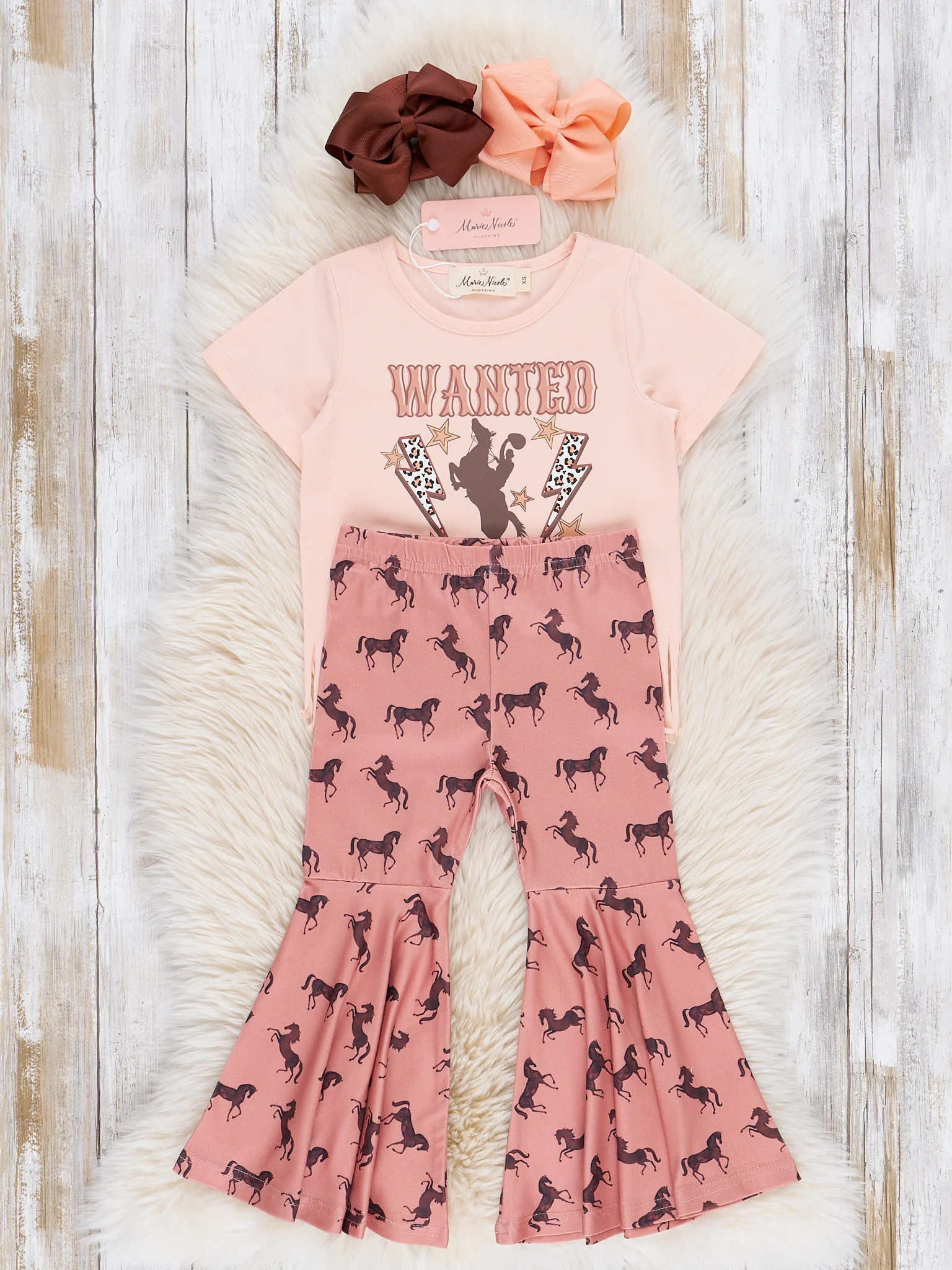 "Wanted" Fringe Top & Horse Bell Bottoms Outfit - Image 3