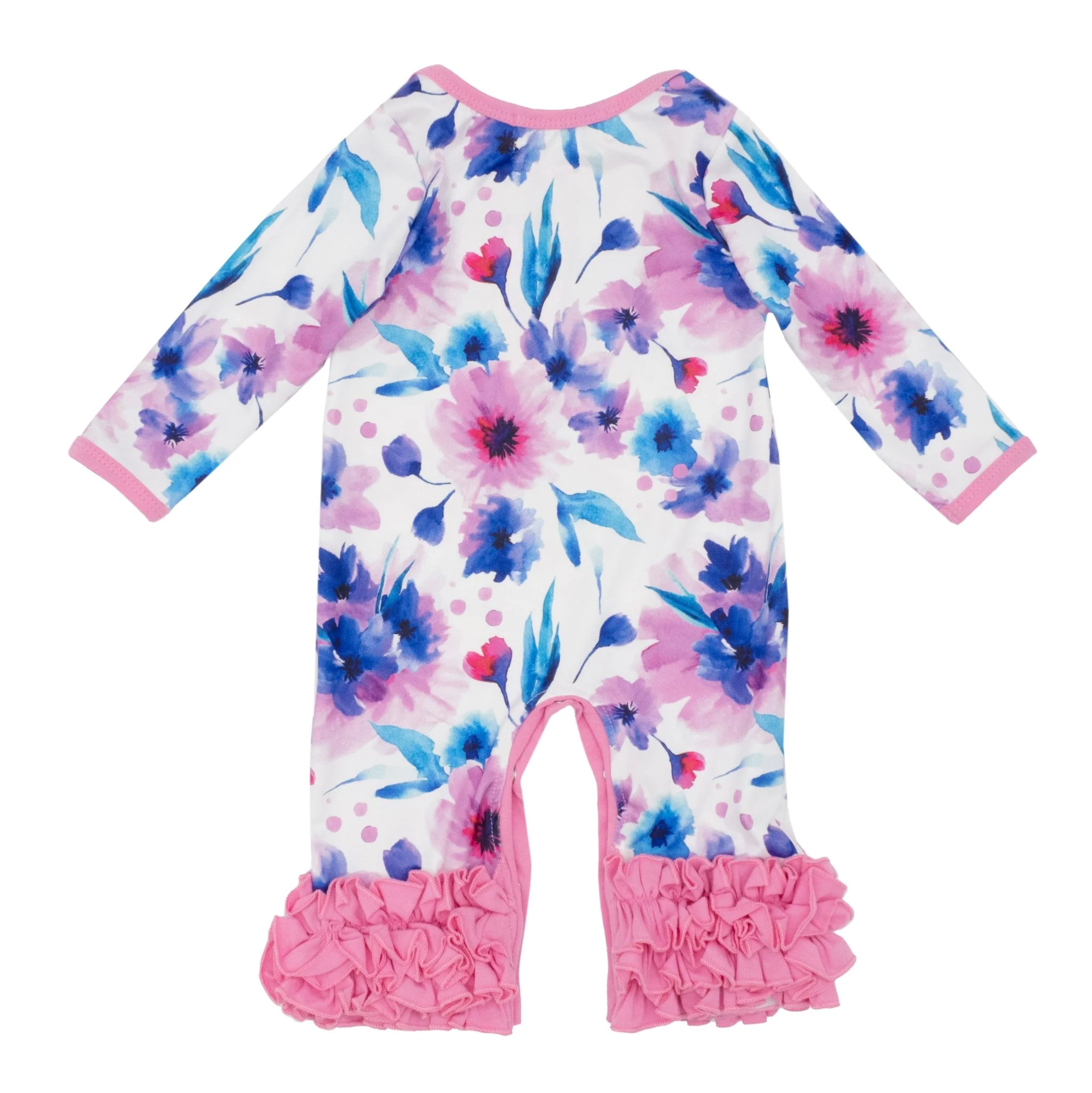 Pink Watercolor Anemone Icing Romper - Image 5