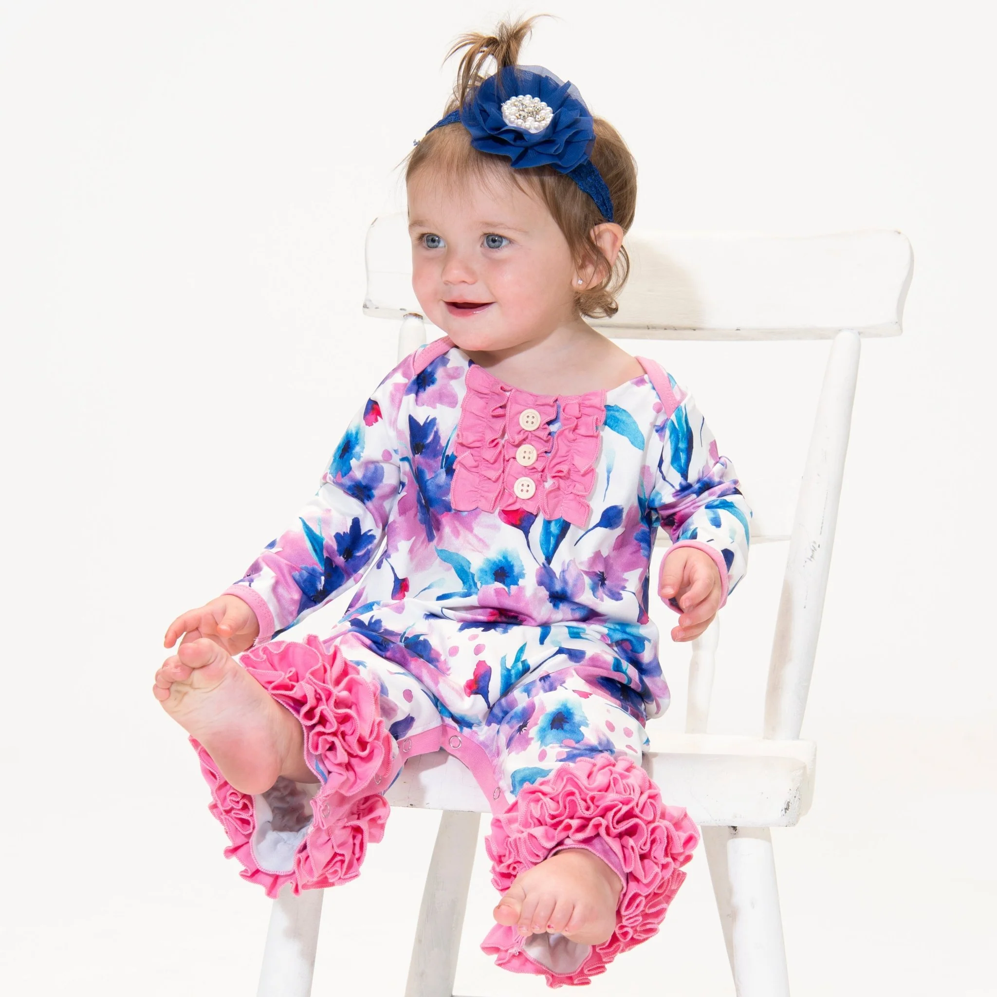 Pink Watercolor Anemone Icing Romper - Image 7