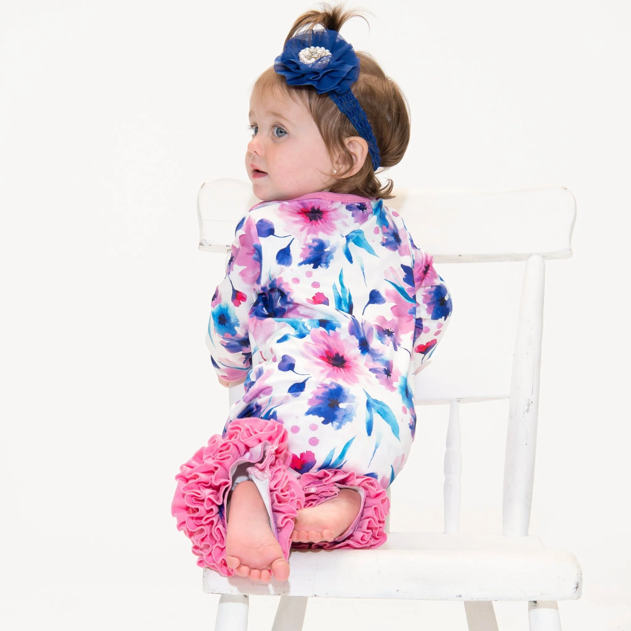 Pink Watercolor Anemone Icing Romper - Image 8