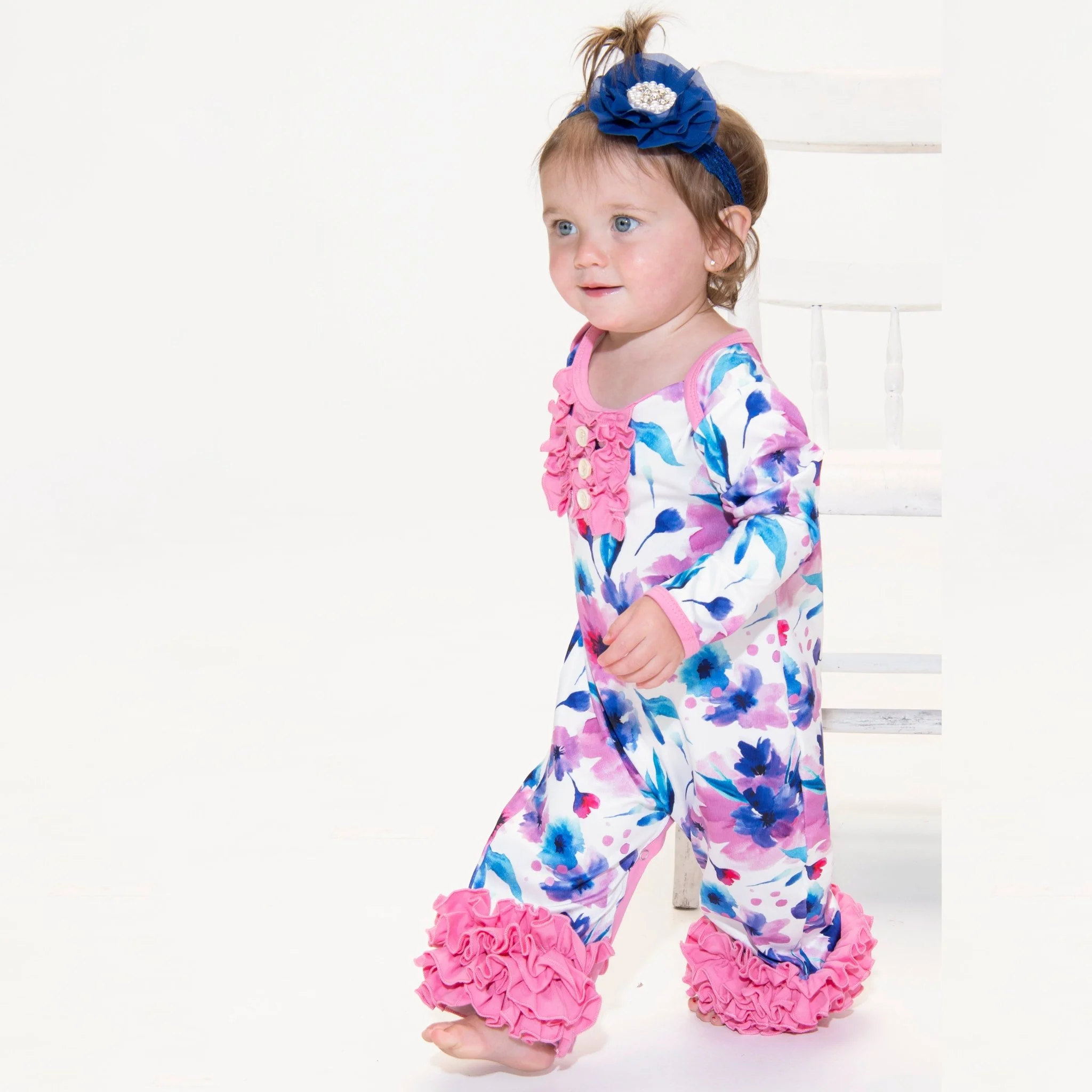 Pink Watercolor Anemone Icing Romper - Image 9