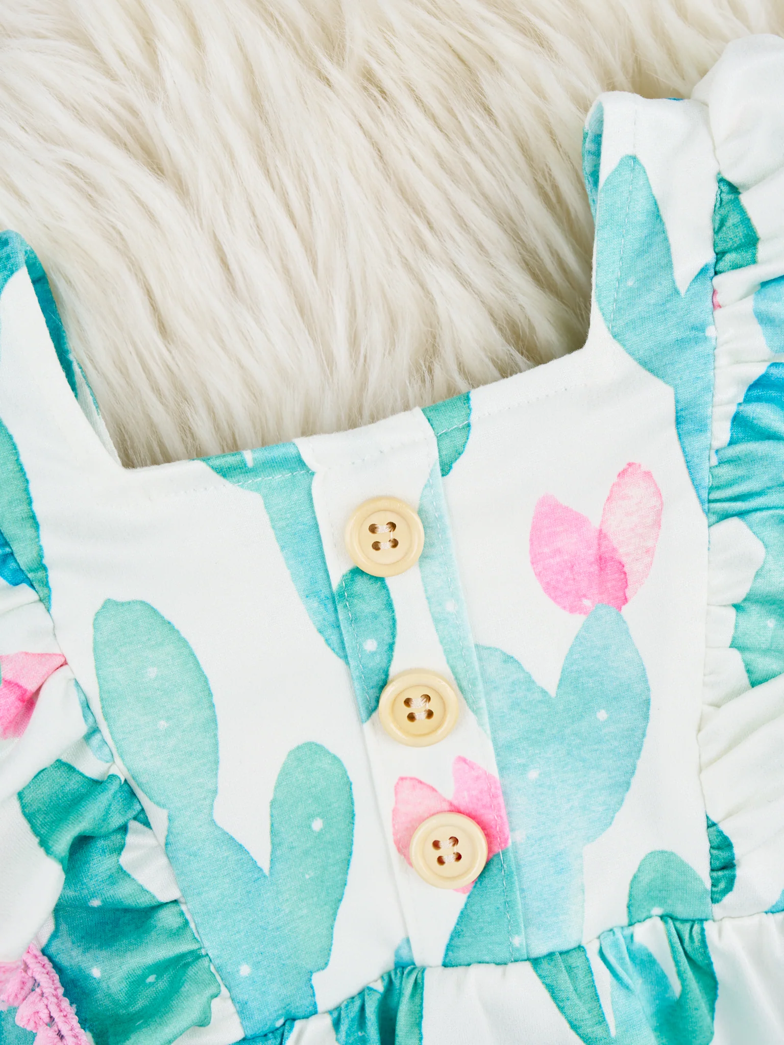 Watercolor Cactus Ruffle Romper - Image 2