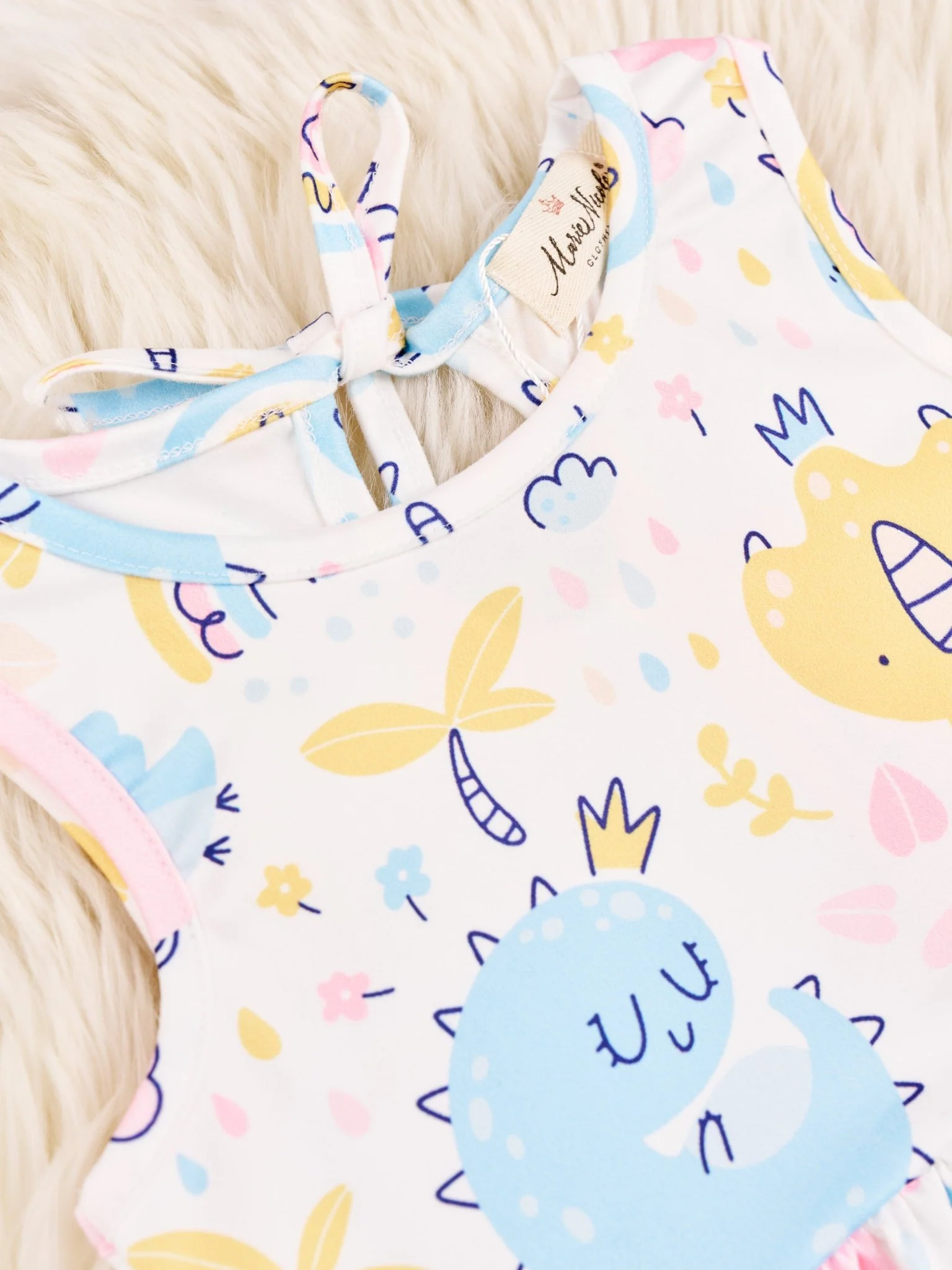 Watercolor Dinosaur Ruffle Dress - Image 3