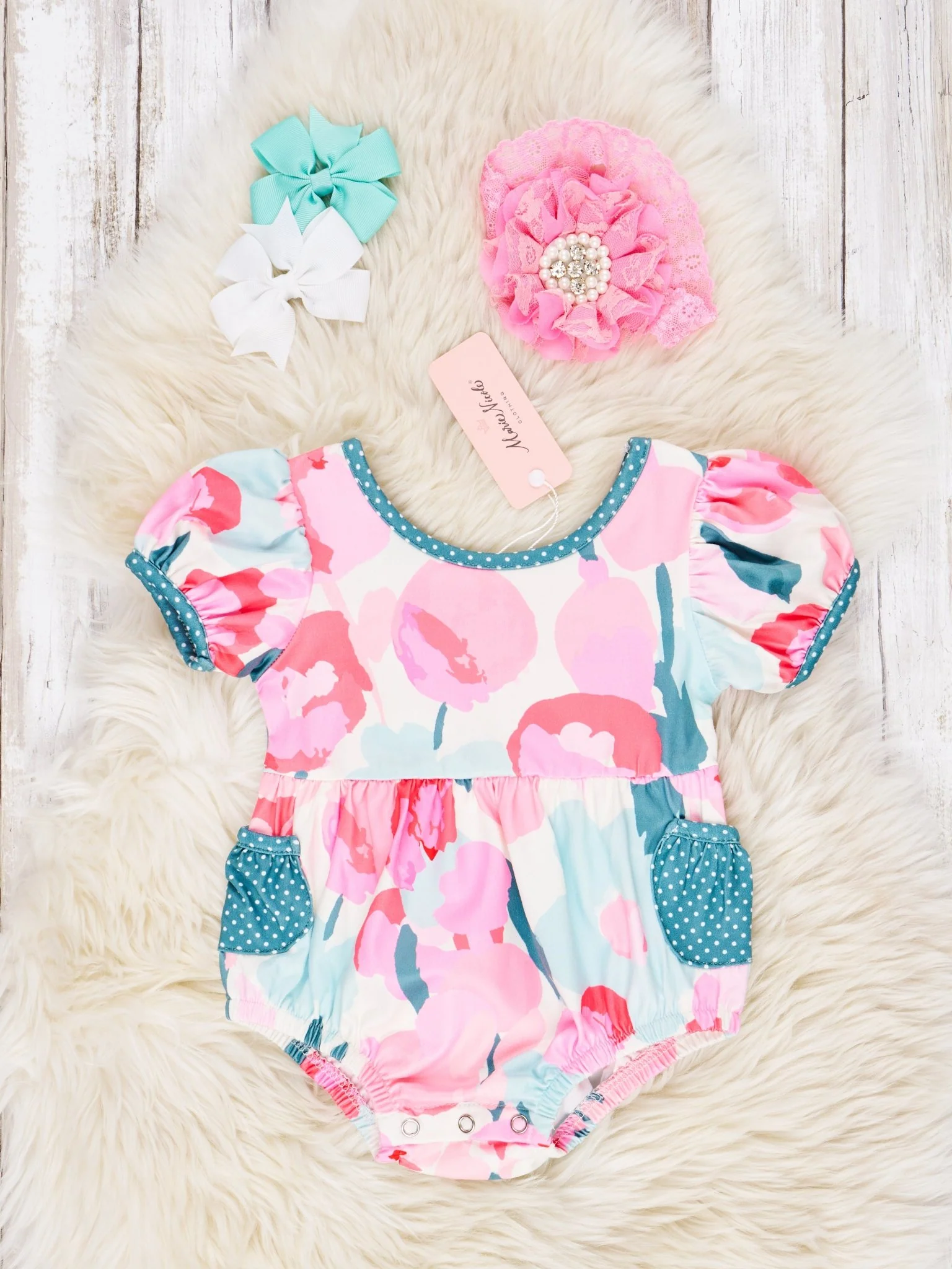 Watercolor Floral Pocket Romper