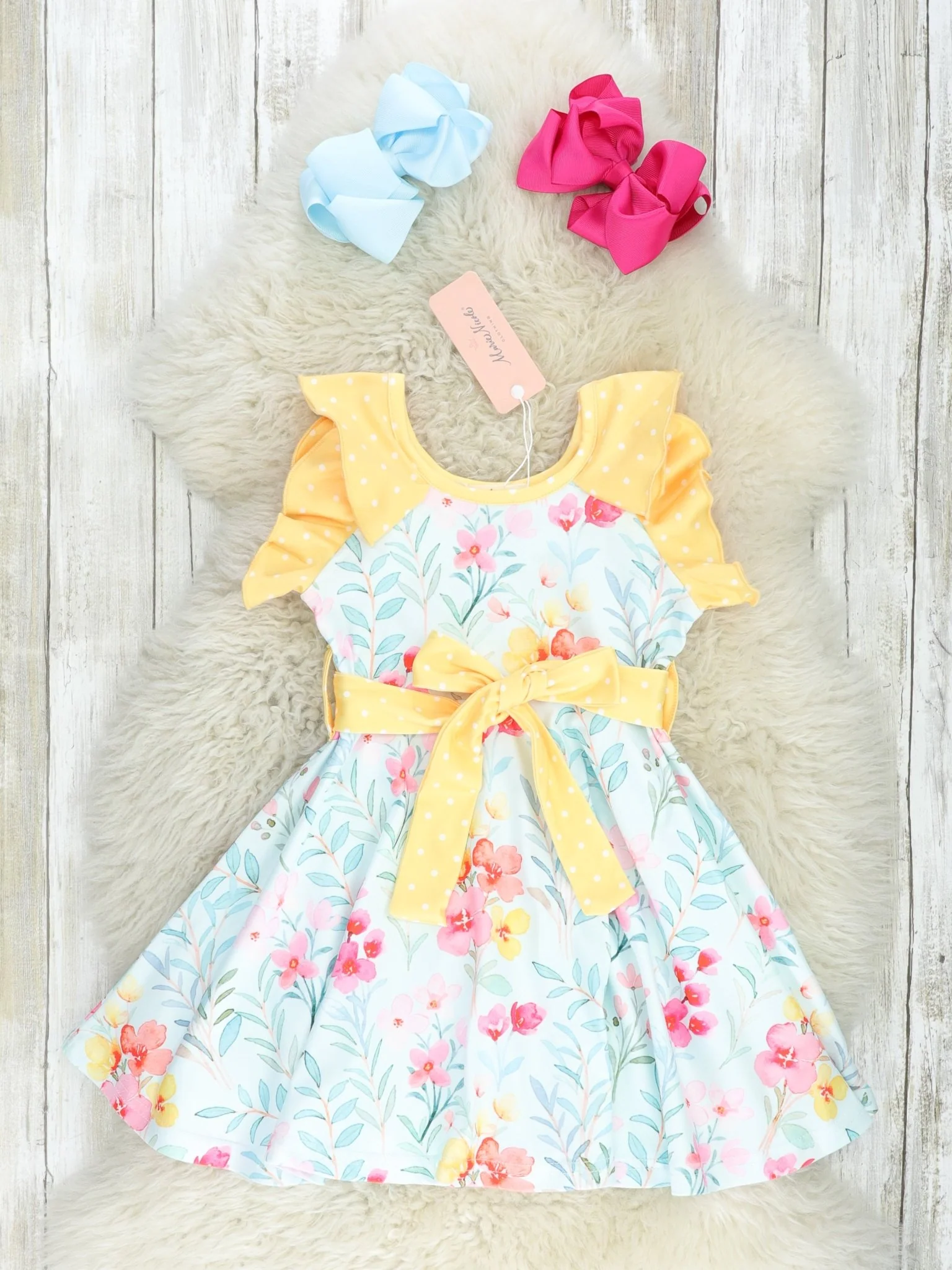 Watercolor Floral Ruffle Dress