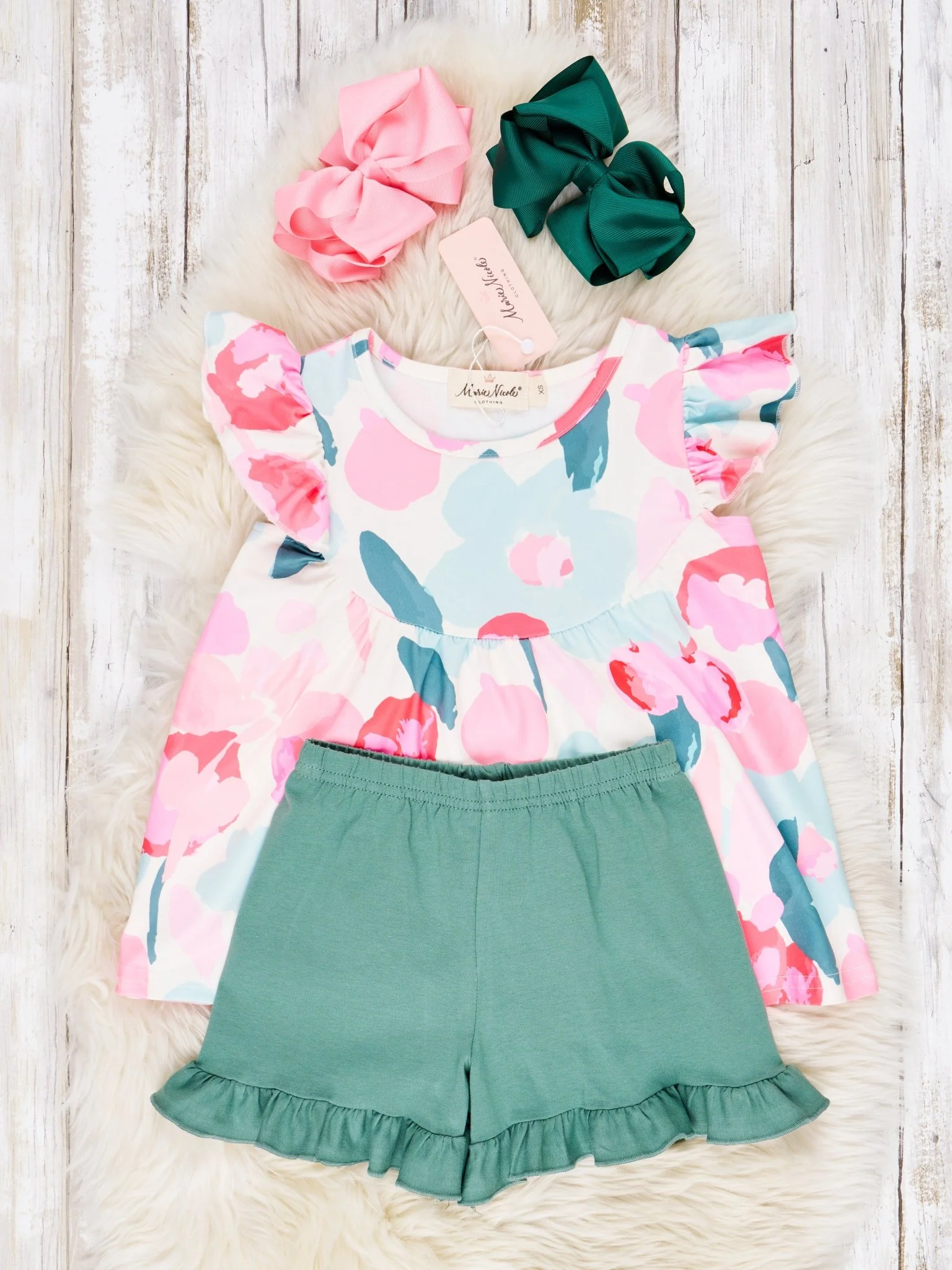 Watercolor Floral Ruffle Outfit - Image 2