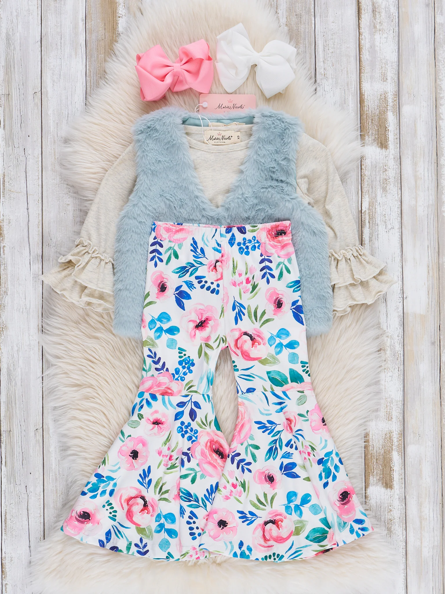Watercolor Garden Bell Bottoms 3 Piece Set - Image 2