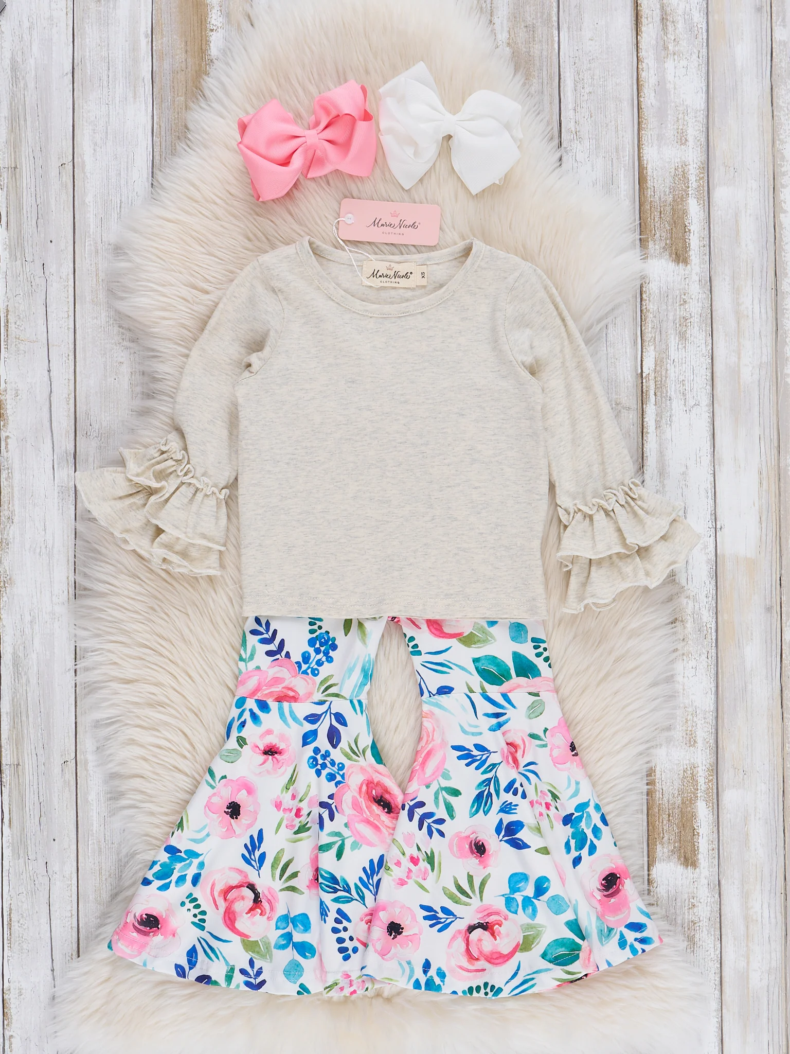 Watercolor Garden Bell Bottoms 3 Piece Set - Image 3