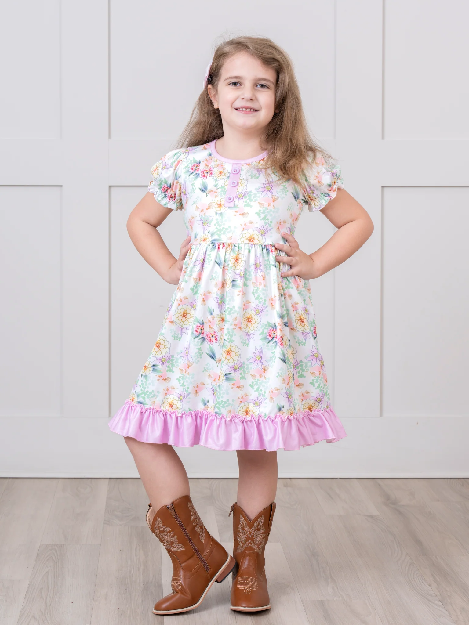 Watercolor Marigold Ruffle Dress - Image 2