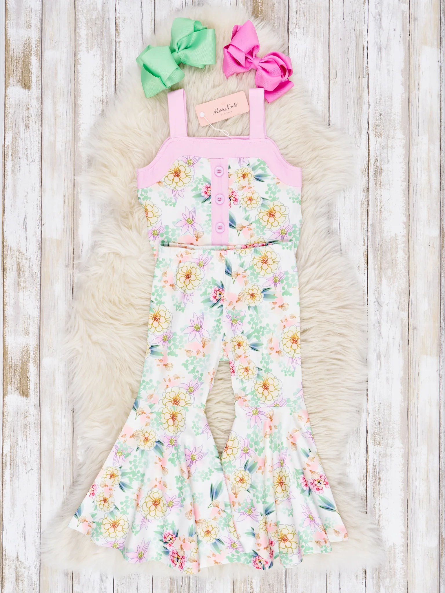 Watercolor Marigold Tank & Bell Bottoms Outfit - Image 2