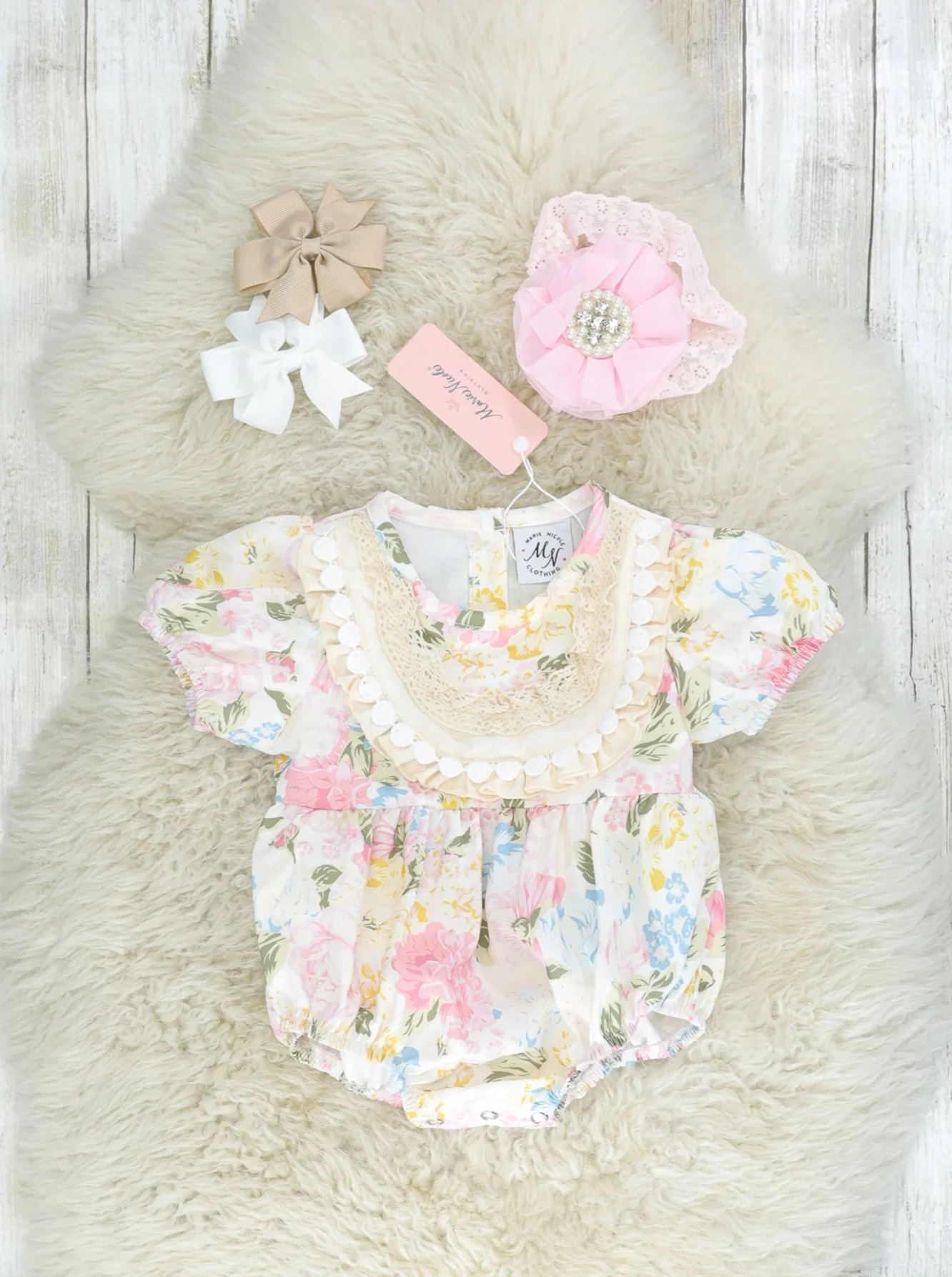 Watercolor Rose Crochet Bubble Romper