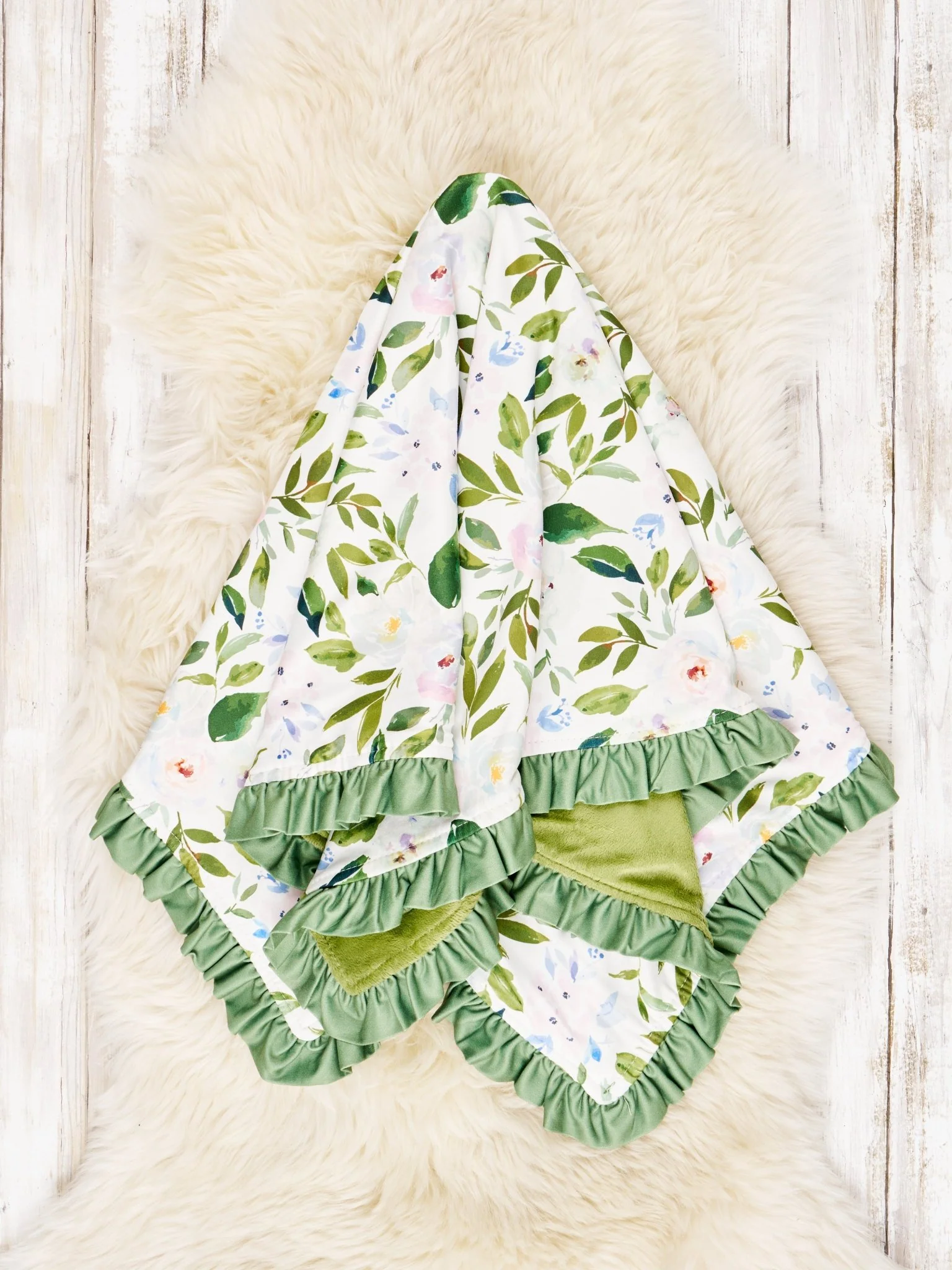 Watercolor Rose Ruffle Blanket