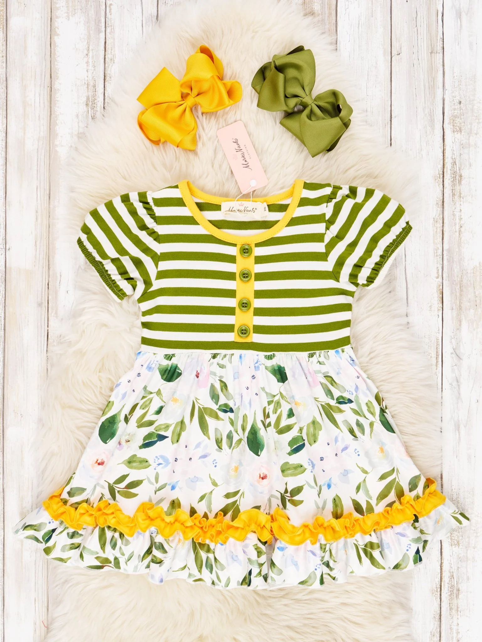 Watercolor Rose Ruffle Dress