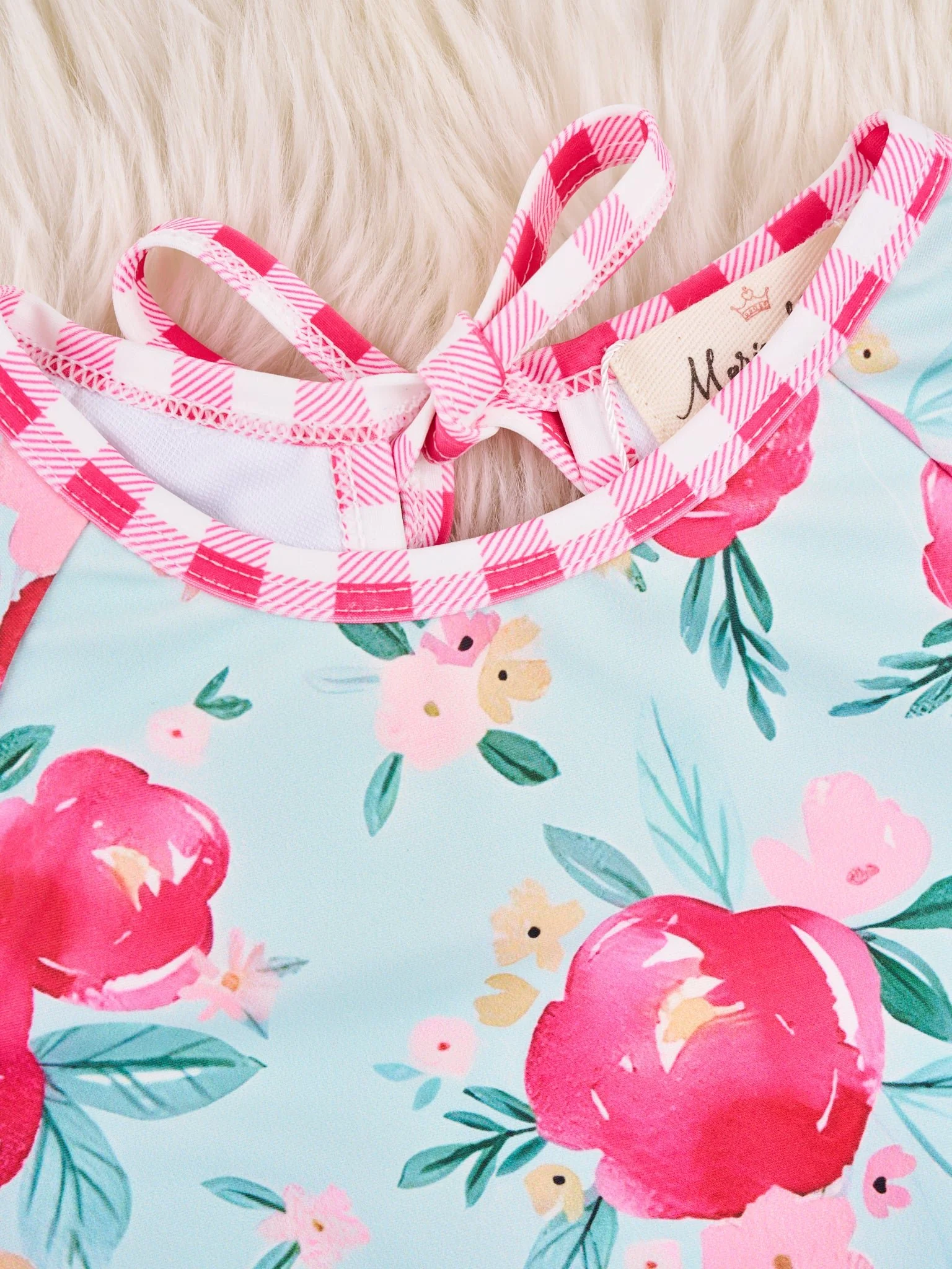 Watercolor Rose Ruffle Rash Guard Swimsuit - Image 3