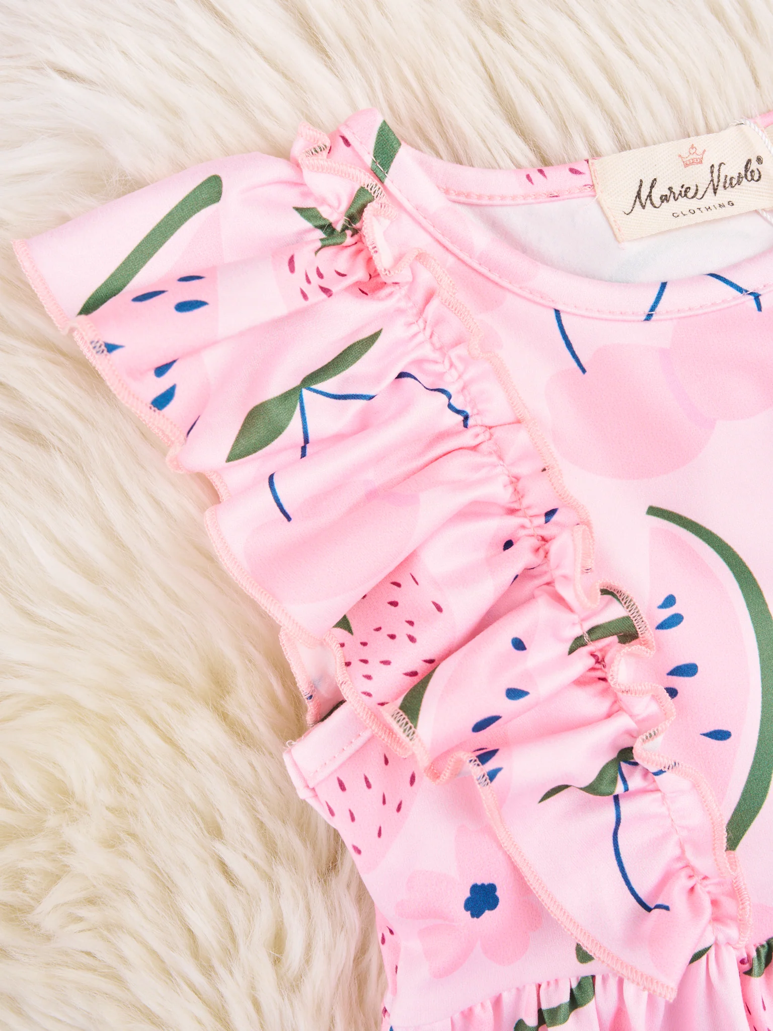 Watermelon & Strawberries Ruffle Dress - Image 2