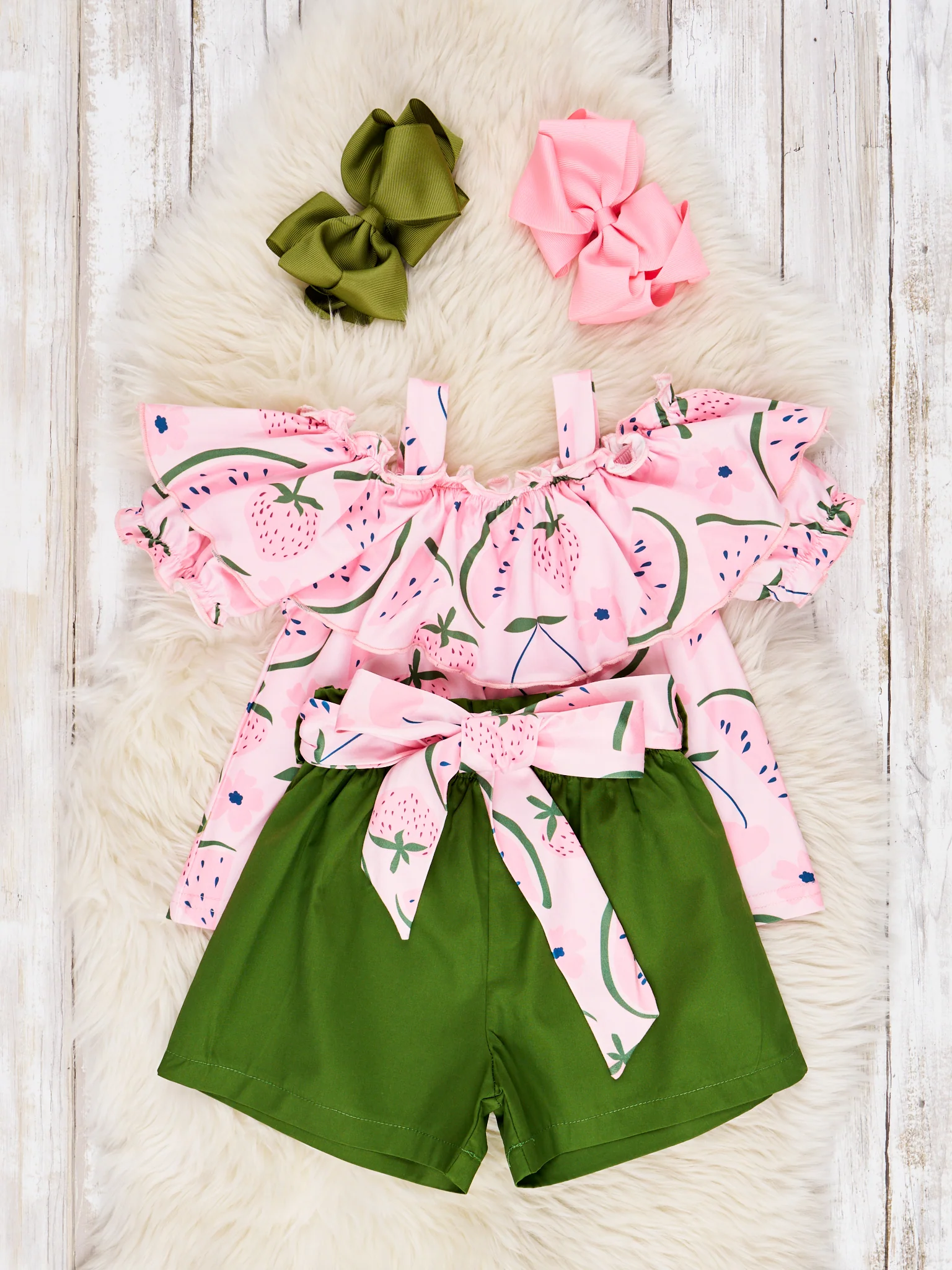 Watermelon & Strawberries Ruffle Outfit - Image 2