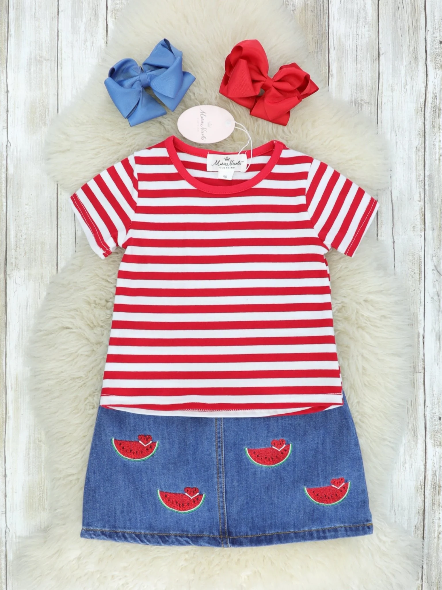Watermelon Denim Overalls Set - Image 2