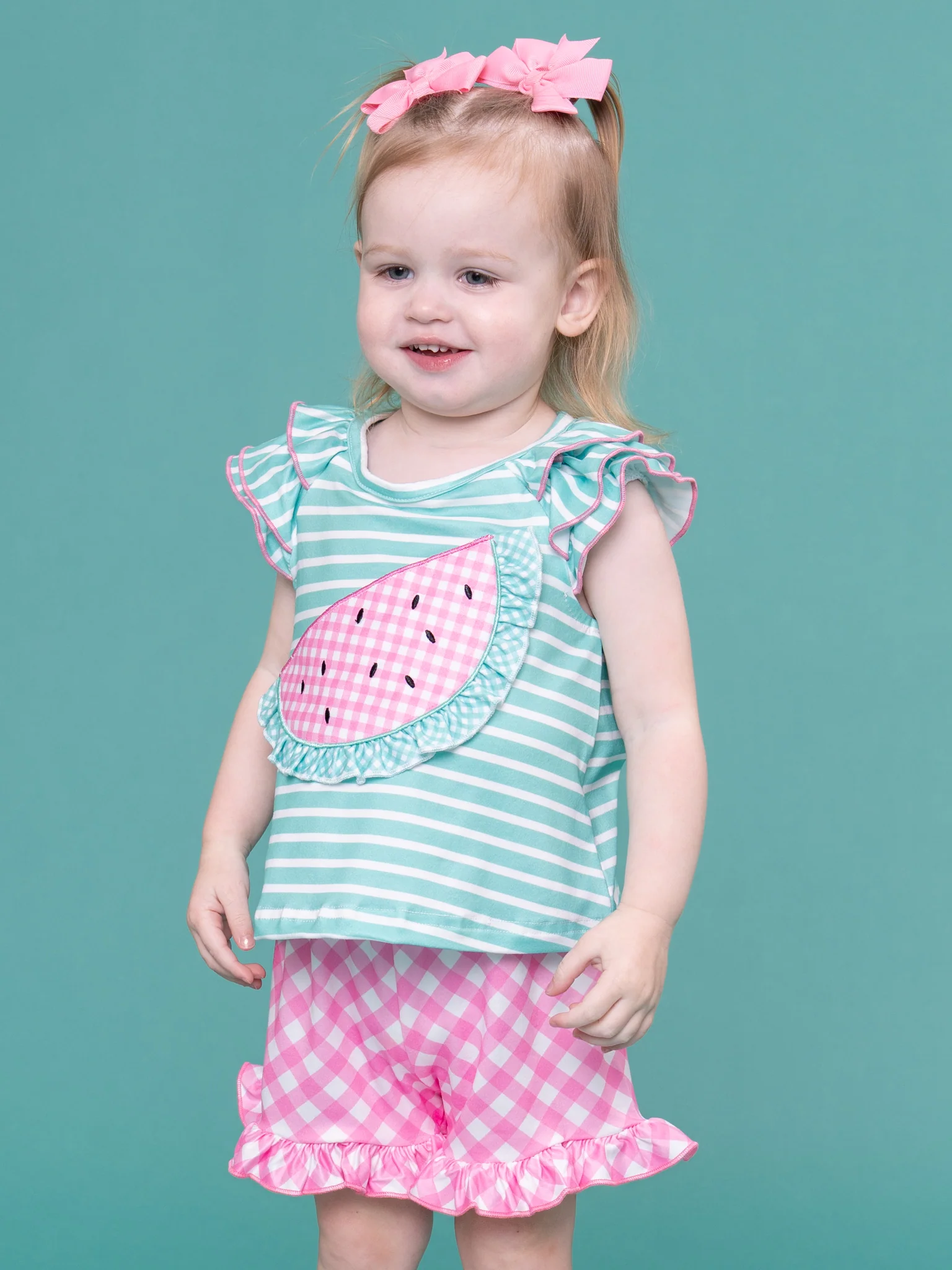 Watermelon Gingham Ruffle Outfit - Image 5