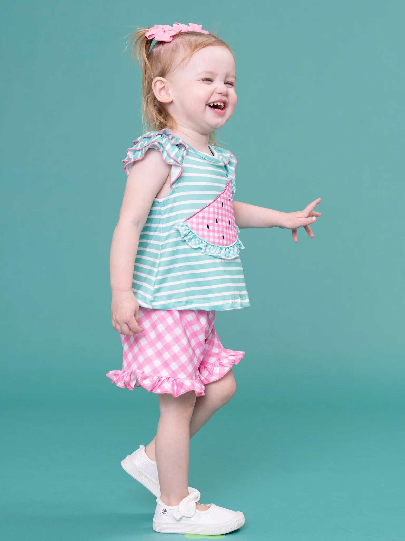 Watermelon Gingham Ruffle Outfit - Image 6