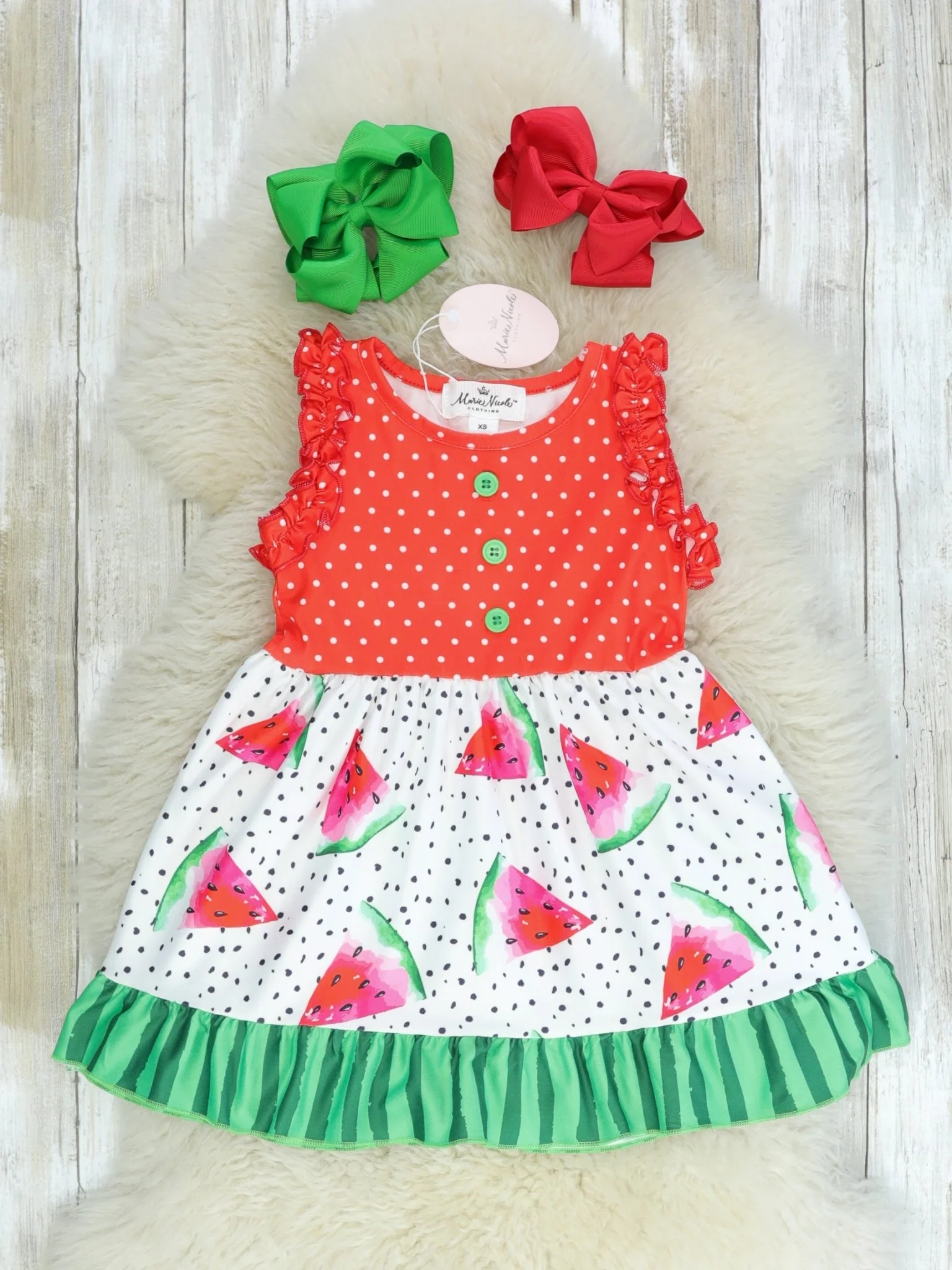 Watermelon Polka Dot Ruffle Dress