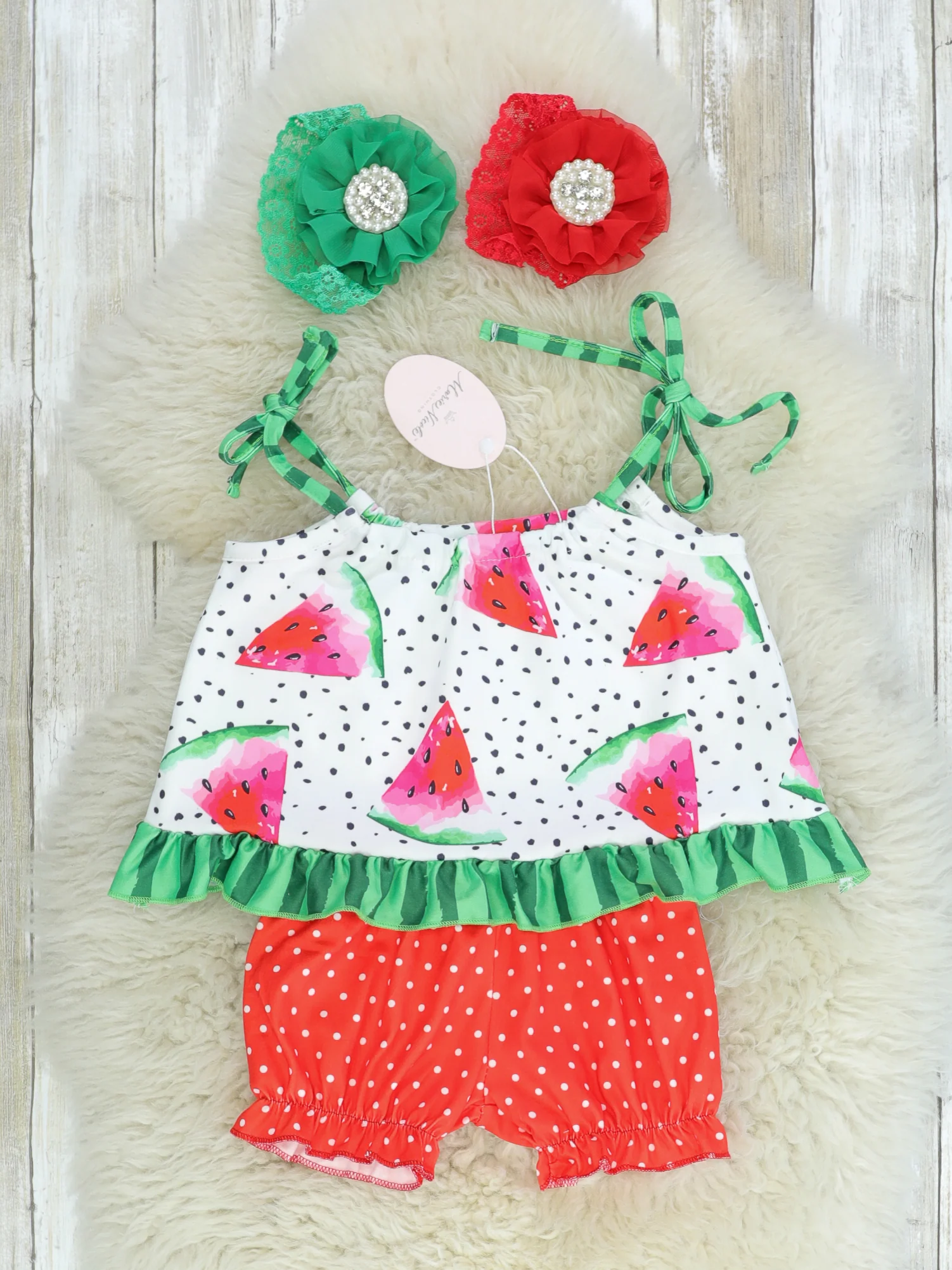 Watermelon Polka Dot Tie Tank & Shorts Outfit
