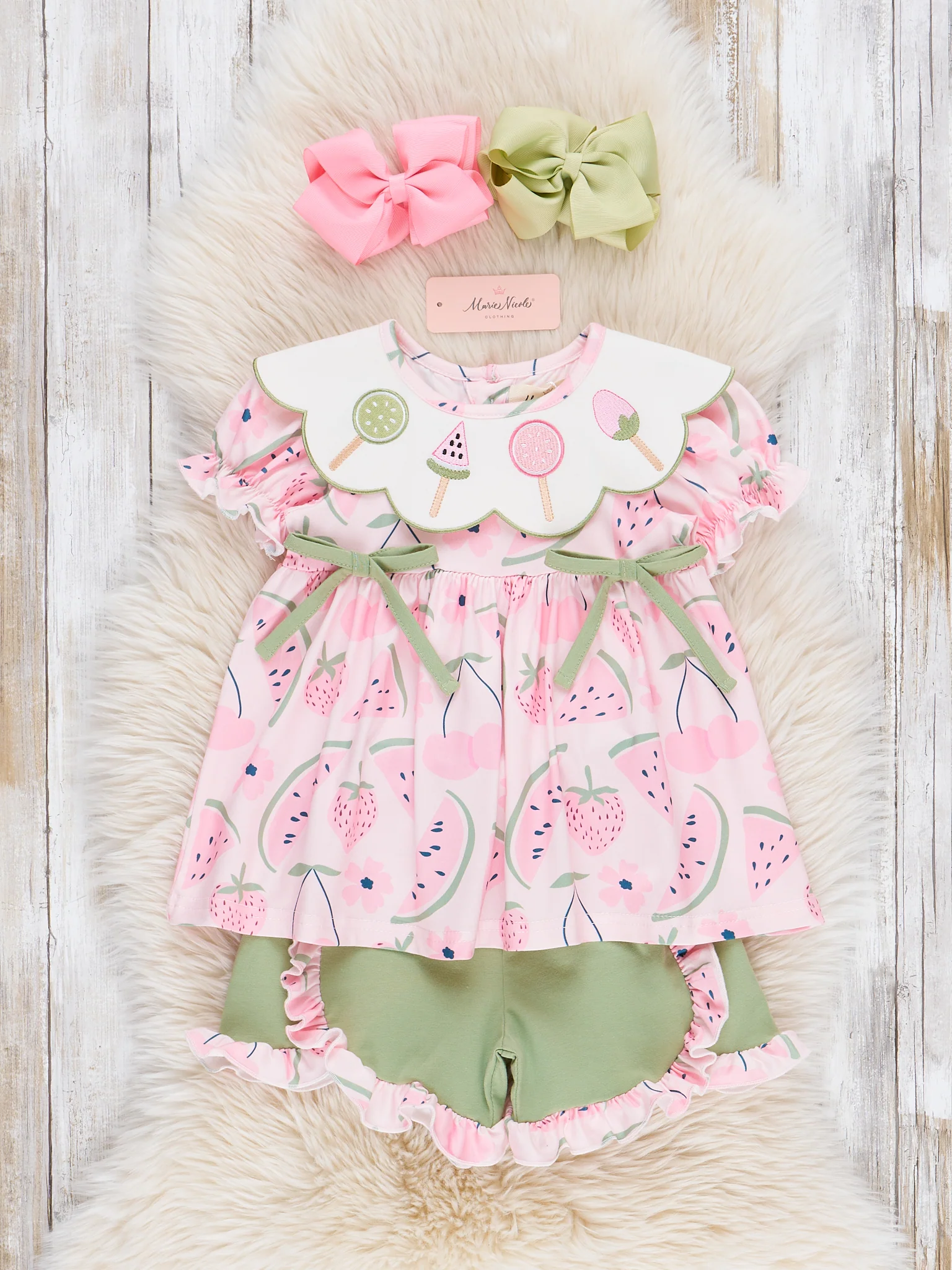 Watermelon Pops Embroidered Ruffle Outfit - Image 2