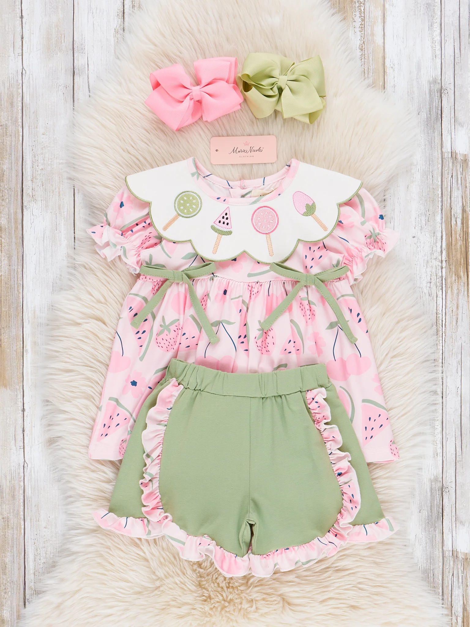 Watermelon Pops Embroidered Ruffle Outfit - Image 3