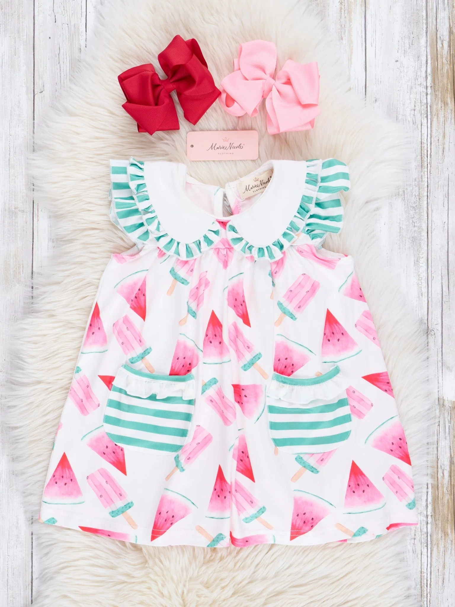 Watermelon Pops Ruffle Dress