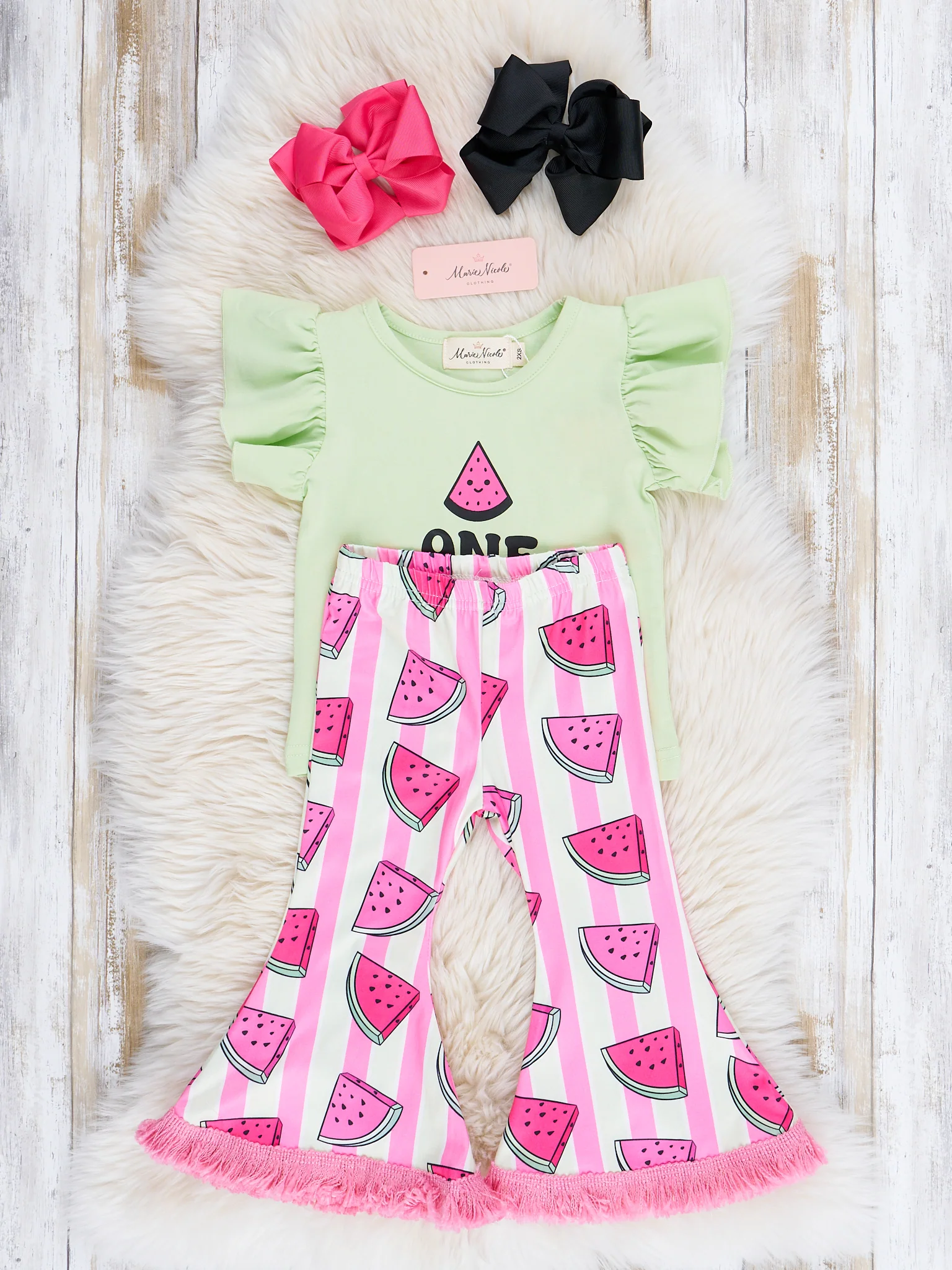 Watermelon Stripes Fringe Outfit - Image 3