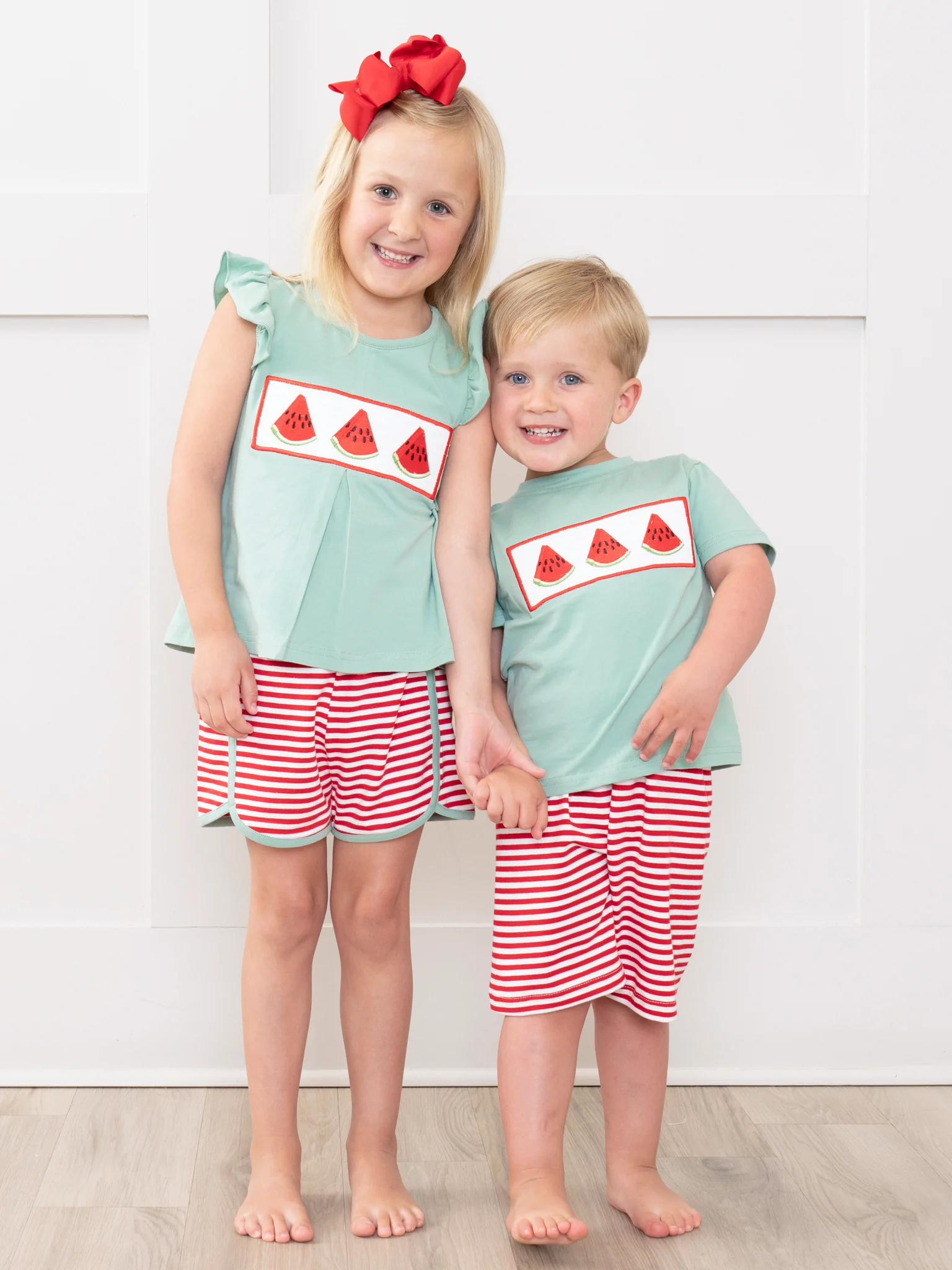 Watermelon Stripes Smocked Cotton Outfit - Image 4