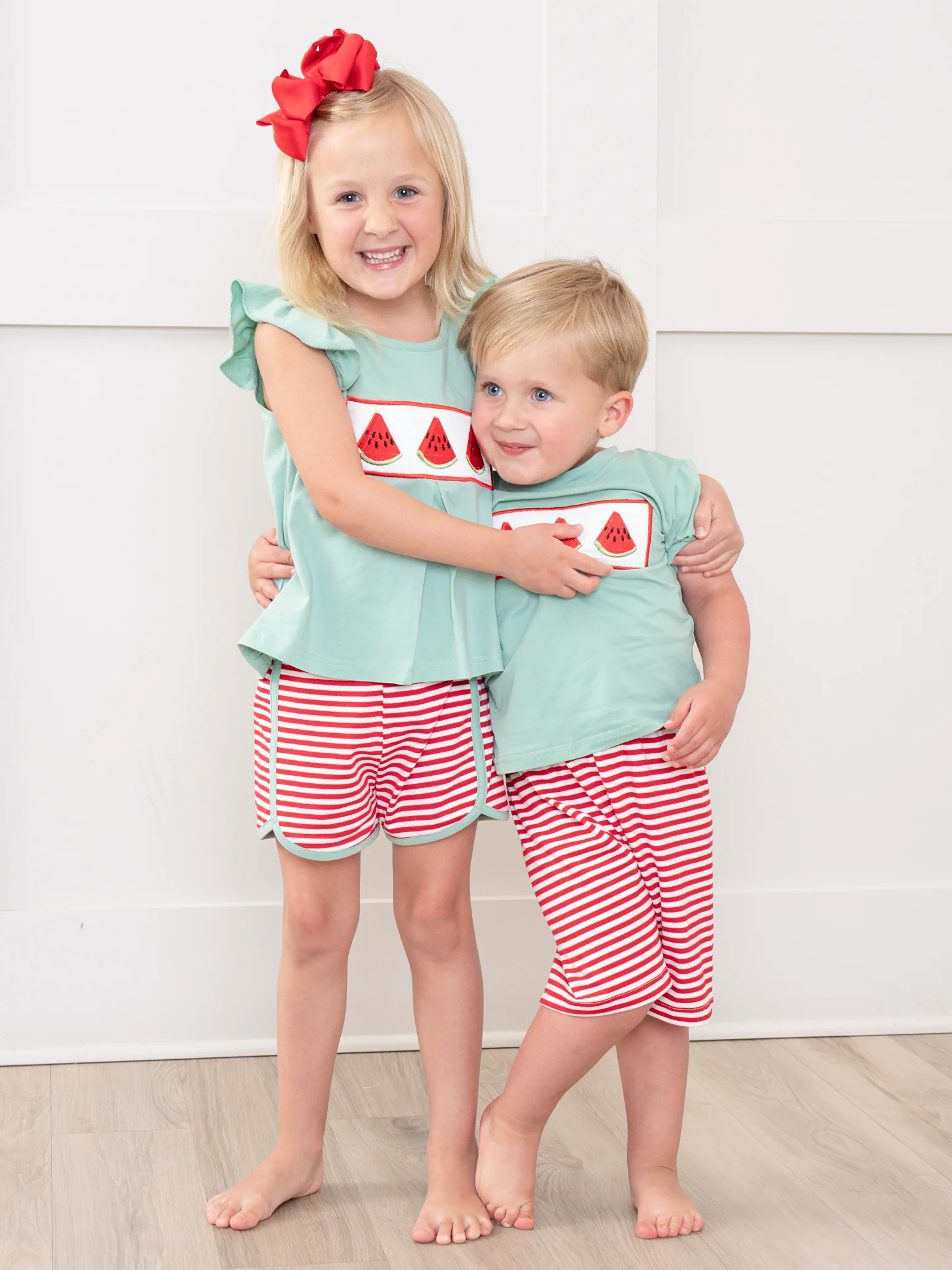 Watermelon Stripes Smocked Cotton Outfit - Image 7