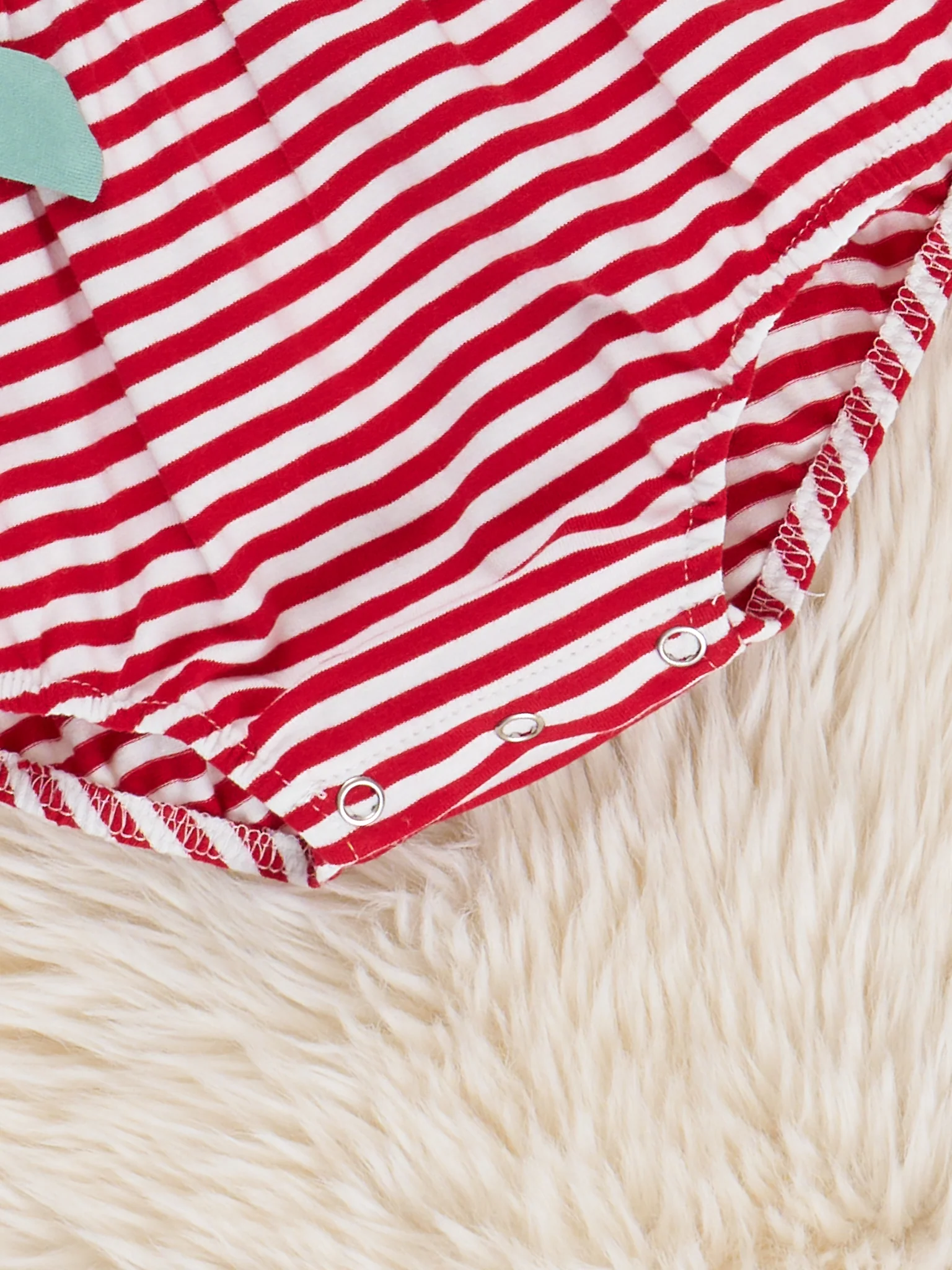 Watermelon Stripes Smocked Cotton Ruffle Bubble Romper - Image 2