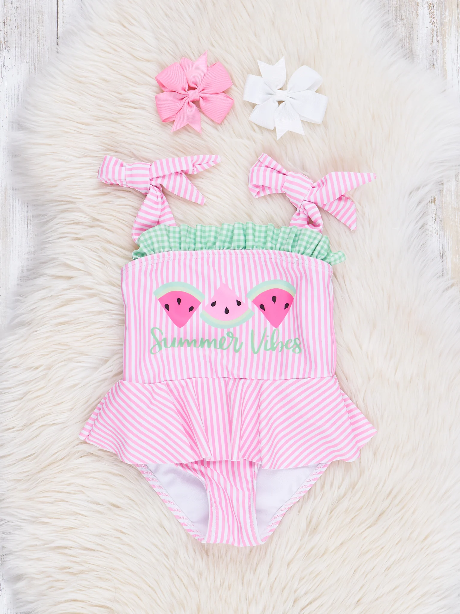 Watermelon Summer Vibes Ruffle Swimsuit